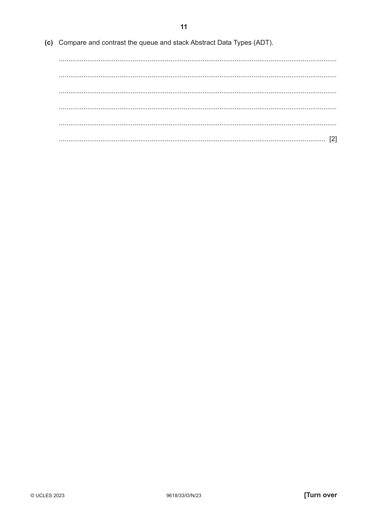Cambridge A Level Computer Science 9618 2023 Oct/Nov Paper 3 · Variant 3 question paper, page 11 of 16
