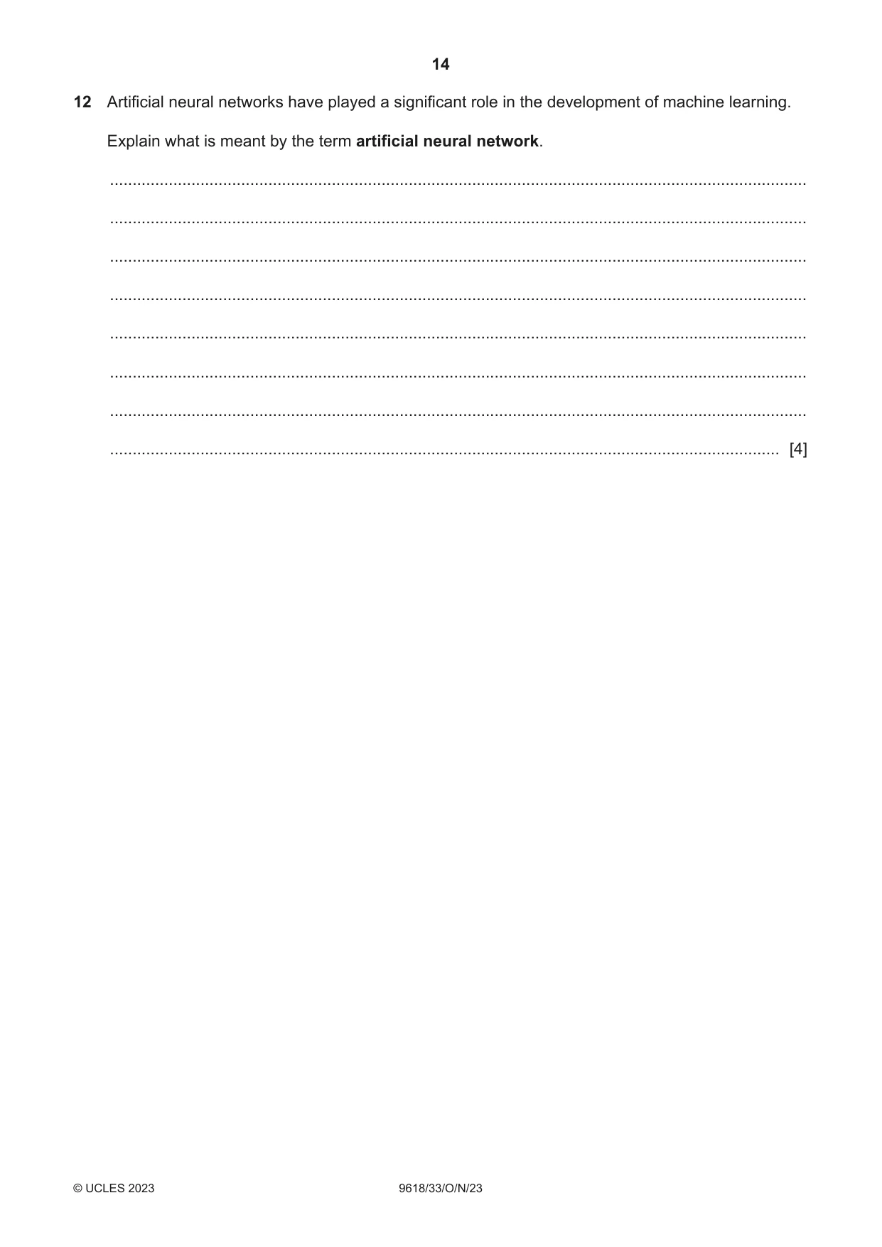 Cambridge A Level Computer Science 9618 2023 Oct/Nov Paper 3 · Variant 3 question paper, page 14 of 16