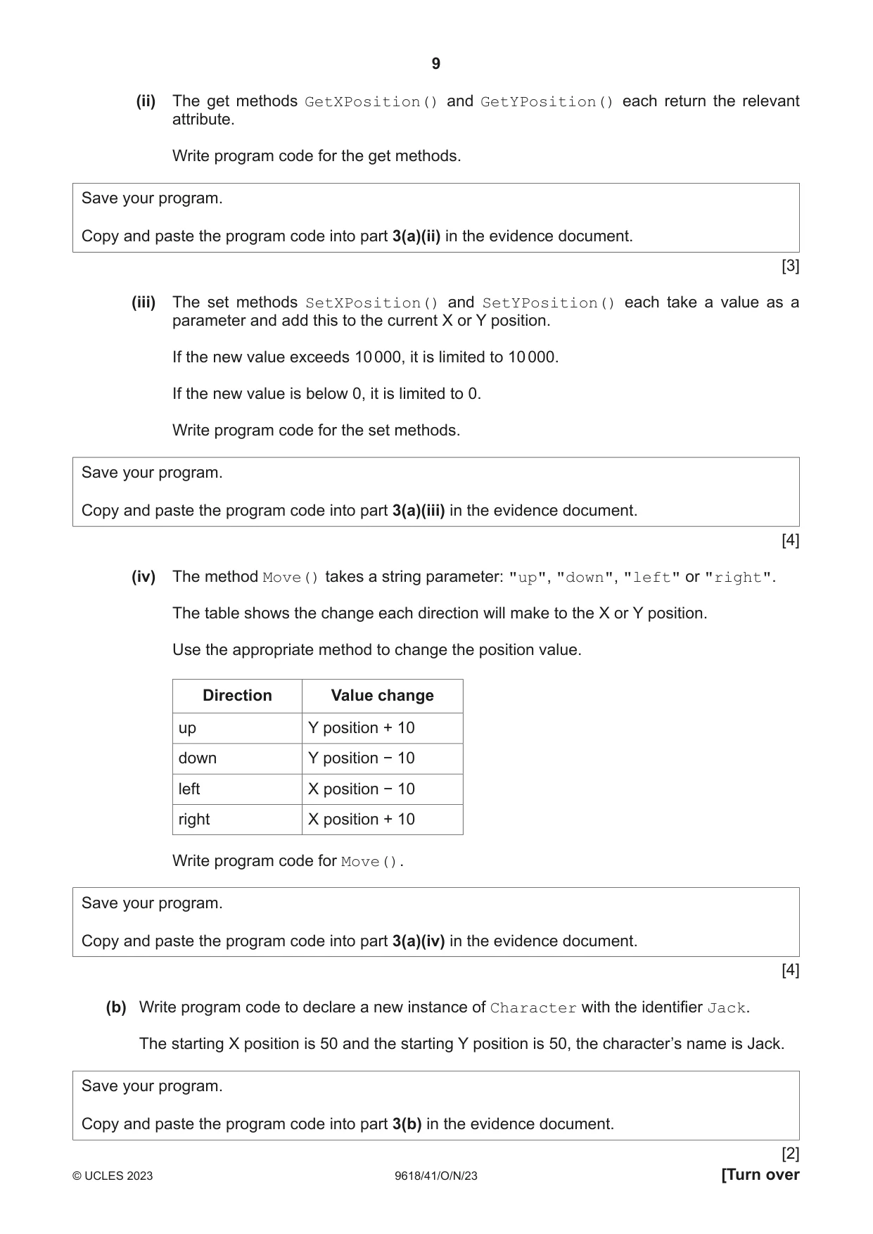 Cambridge A Level Computer Science 9618 2023 Oct/Nov Paper 4 · Variant 1 question paper, page 9 of 12