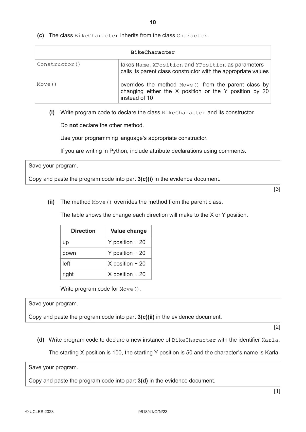 Cambridge A Level Computer Science 9618 2023 Oct/Nov Paper 4 · Variant 1 question paper, page 10 of 12