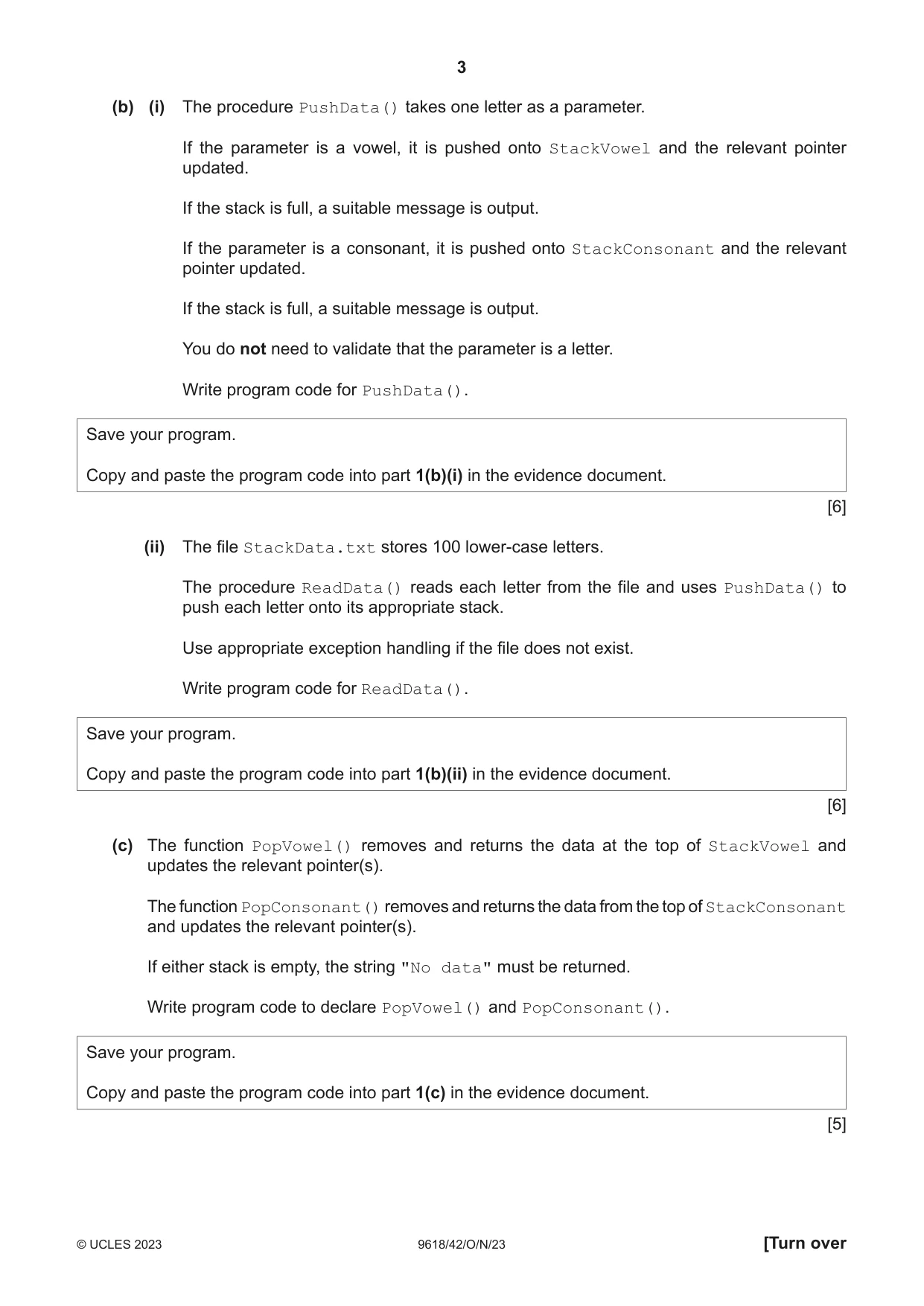 Cambridge A Level Computer Science 9618 2023 Oct/Nov Paper 4 · Variant 2 question paper, page 3 of 16
