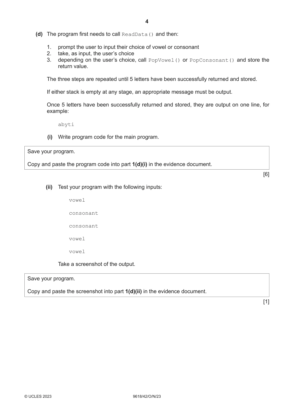 Cambridge A Level Computer Science 9618 2023 Oct/Nov Paper 4 · Variant 2 question paper, page 4 of 16