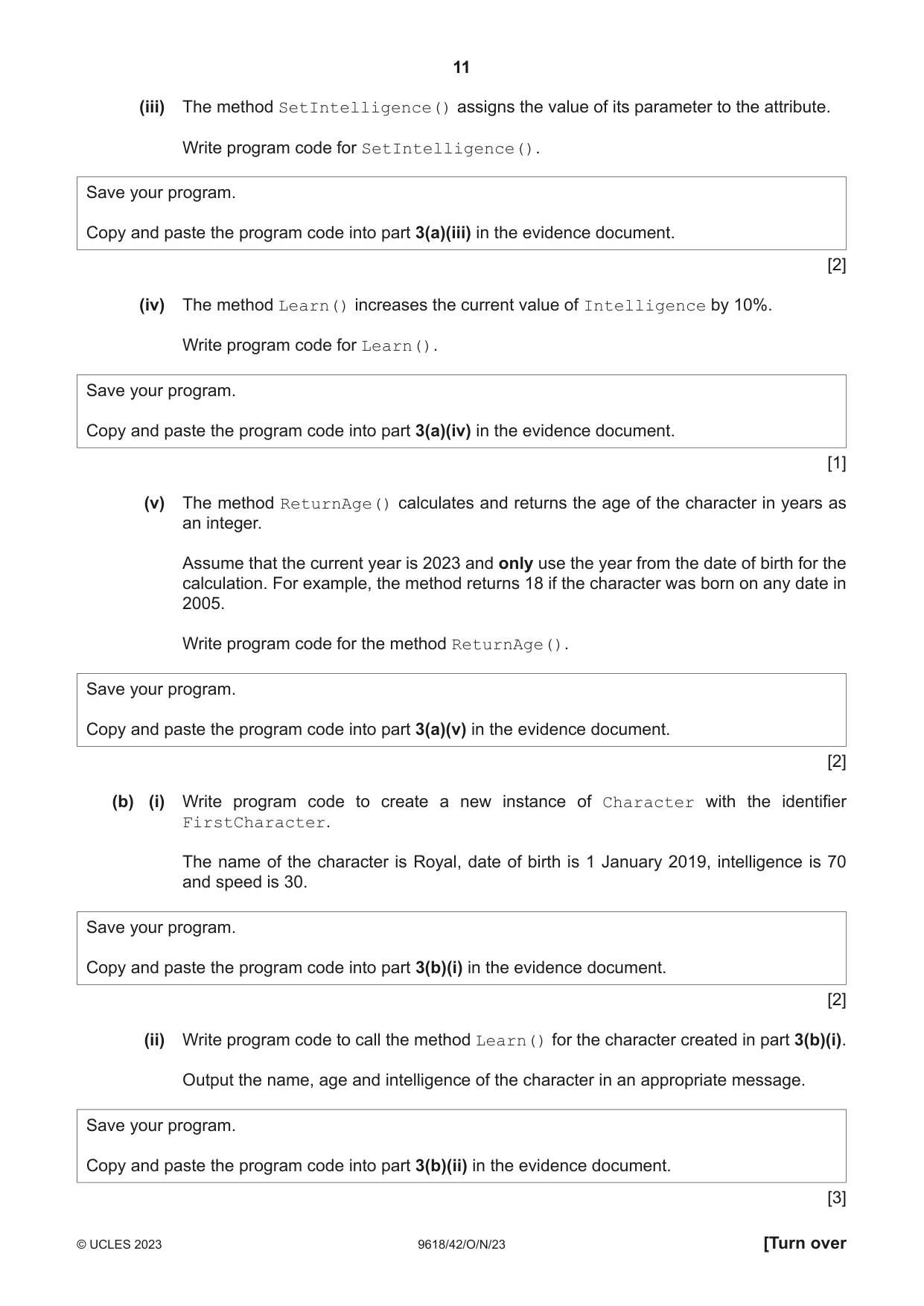 Cambridge A Level Computer Science 9618 2023 Oct/Nov Paper 4 · Variant 2 question paper, page 11 of 16