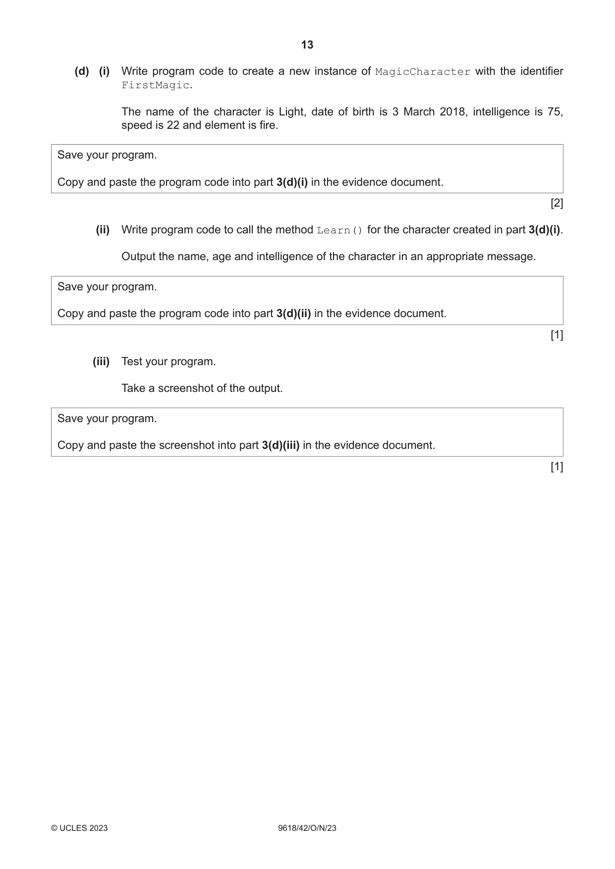 Cambridge A Level Computer Science 9618 2023 Oct/Nov Paper 4 · Variant 2 question paper, page 13 of 16