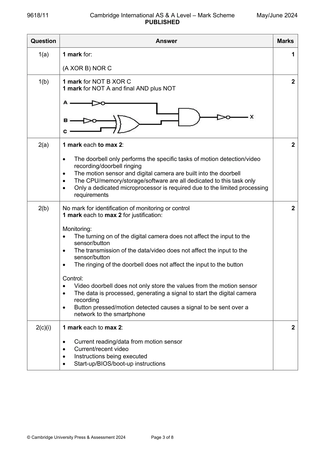 Mark scheme, page 3 of 8