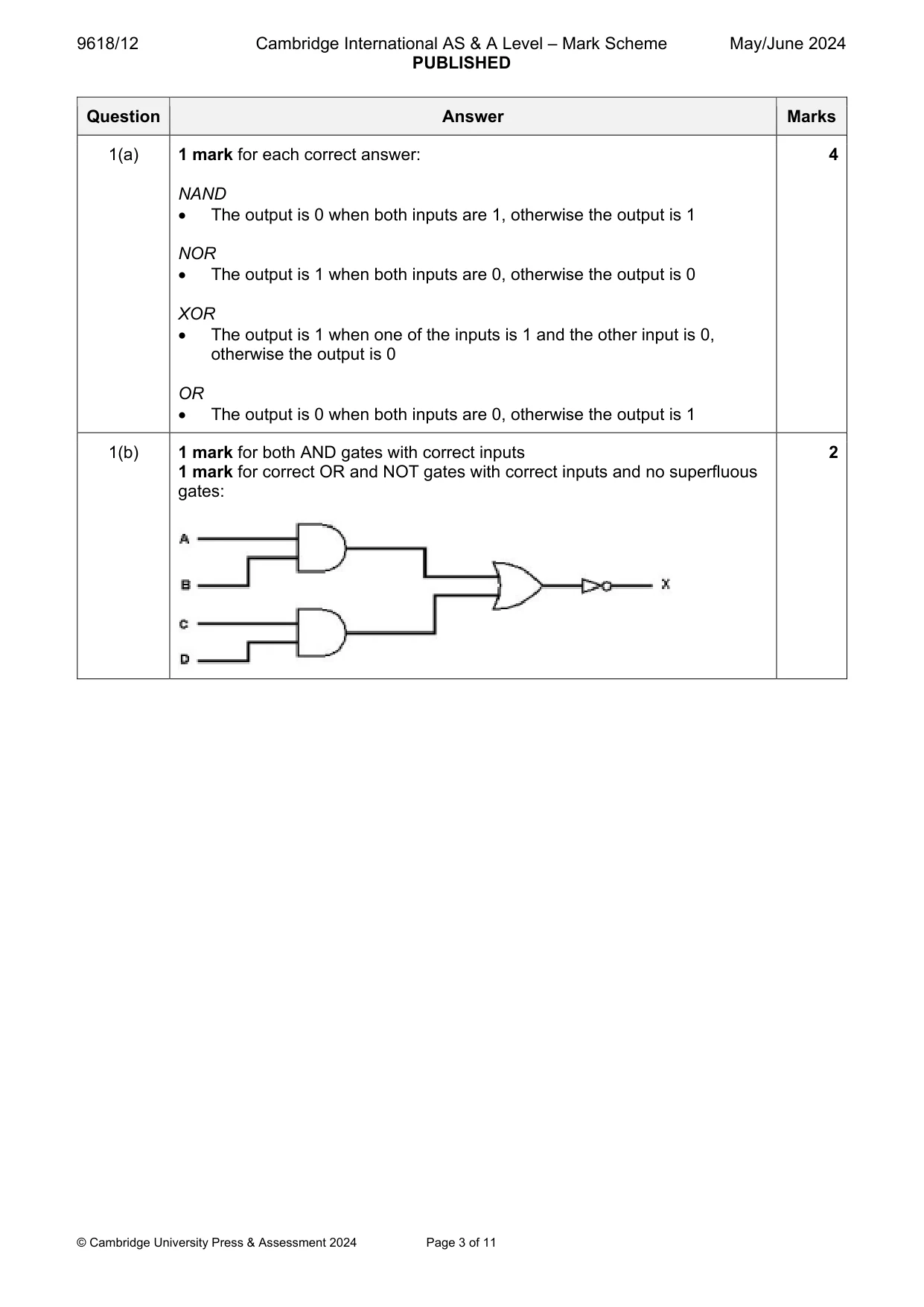 Mark scheme, page 3 of 11