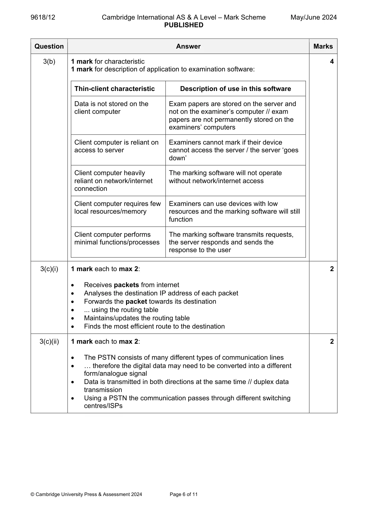 Mark scheme, page 6 of 11