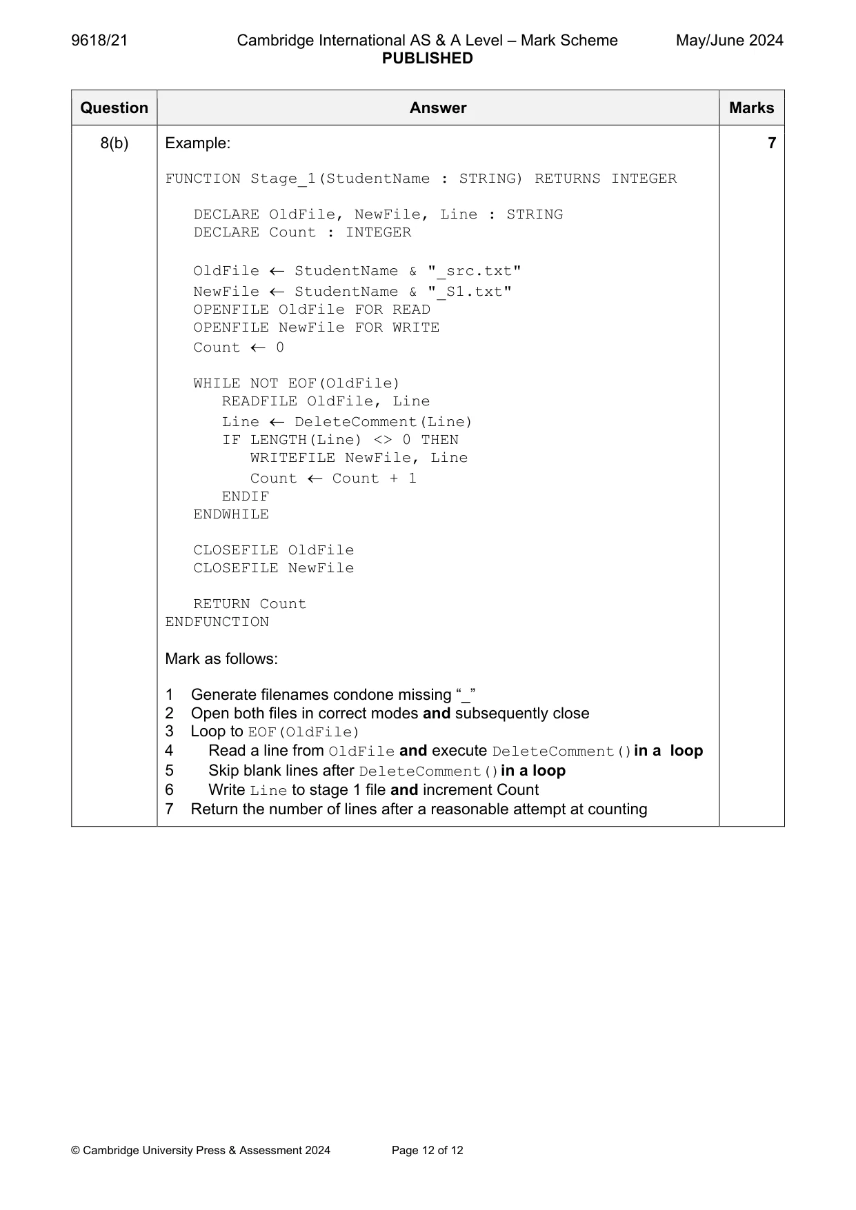 Mark scheme, page 12 of 12