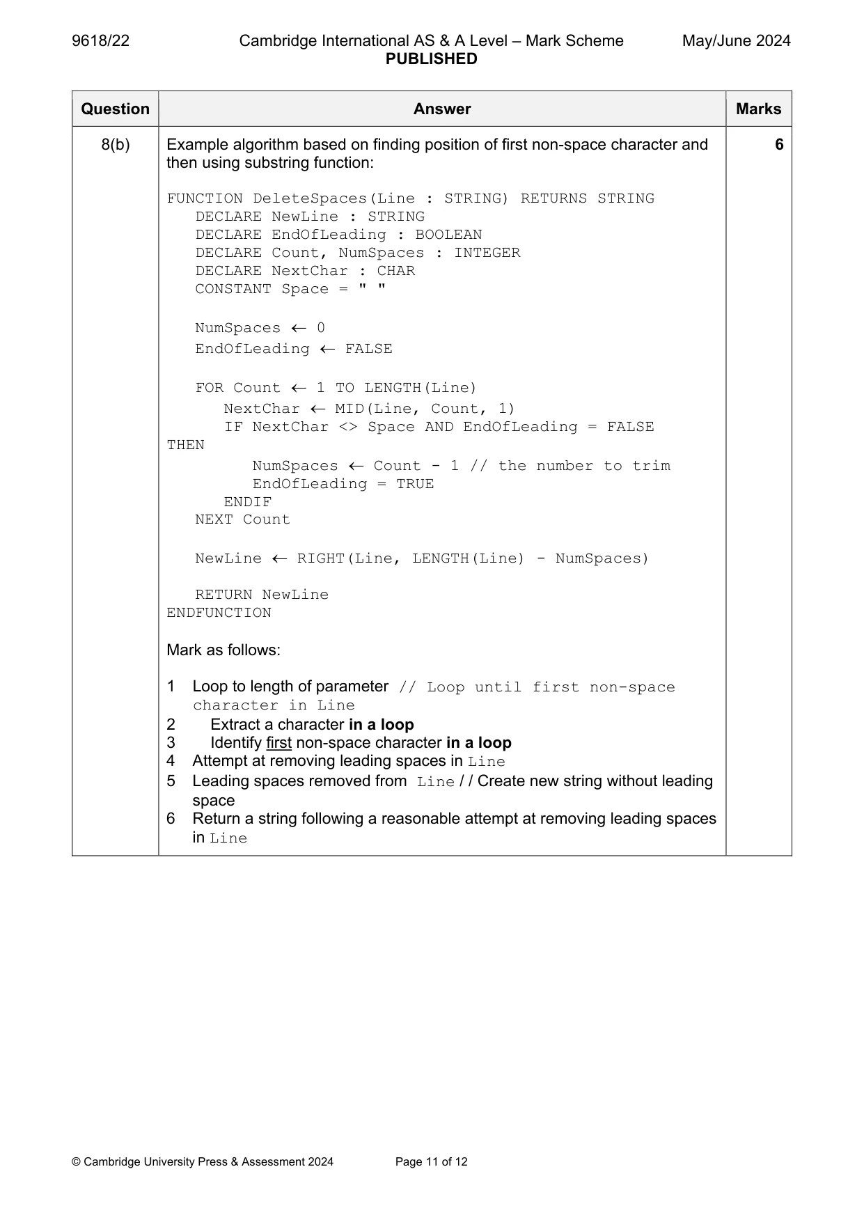 Mark scheme, page 11 of 12