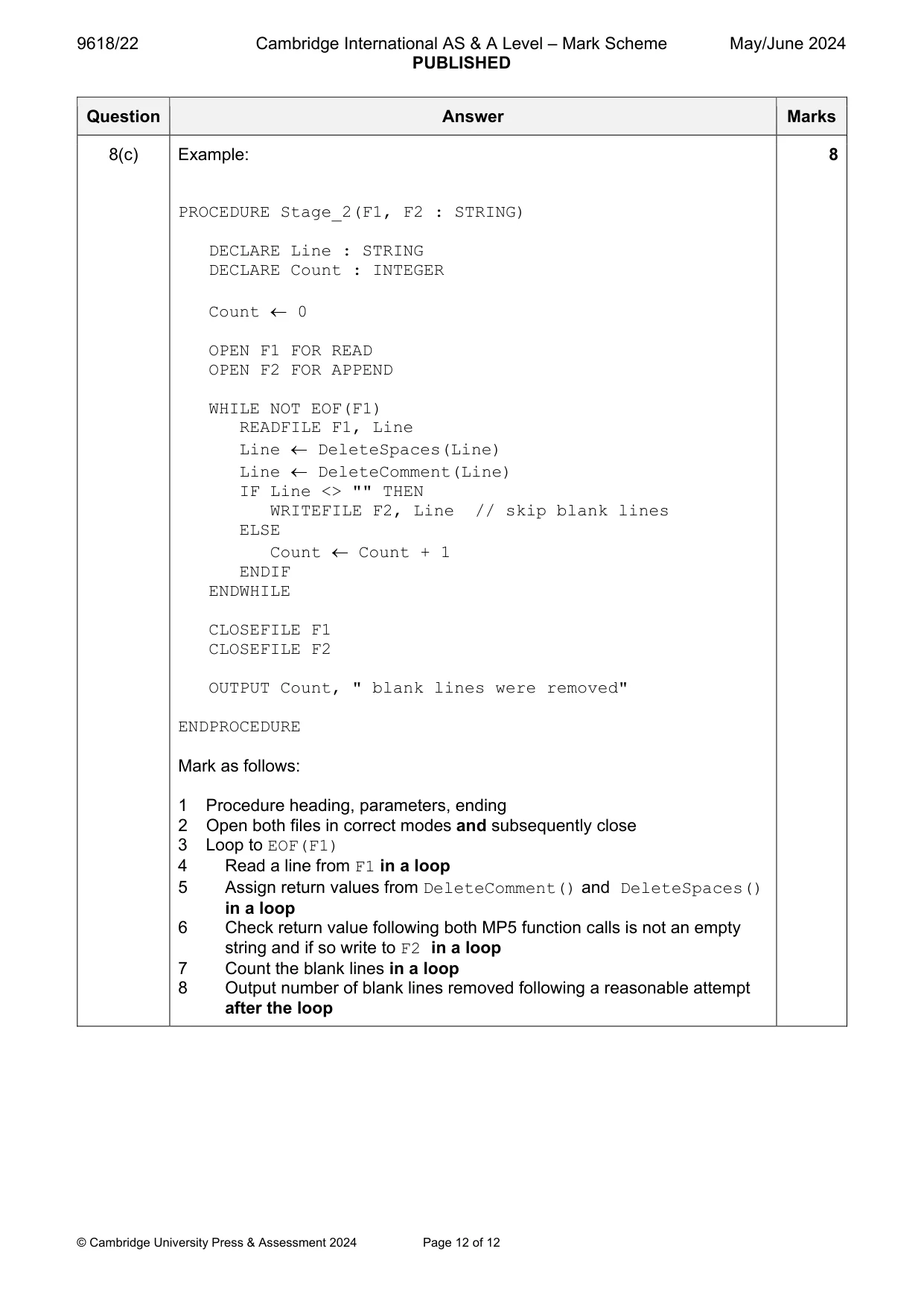 Mark scheme, page 12 of 12