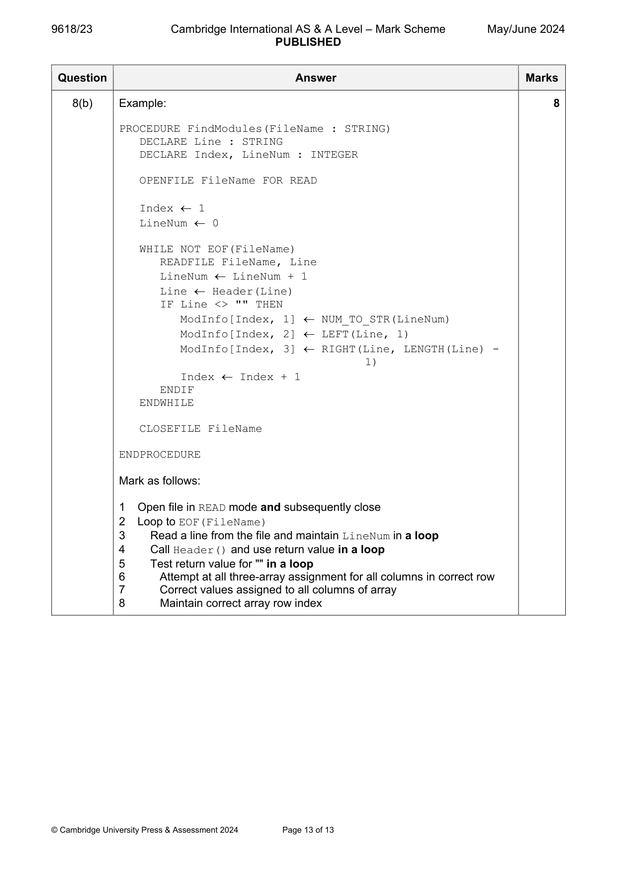 Mark scheme, page 13 of 13