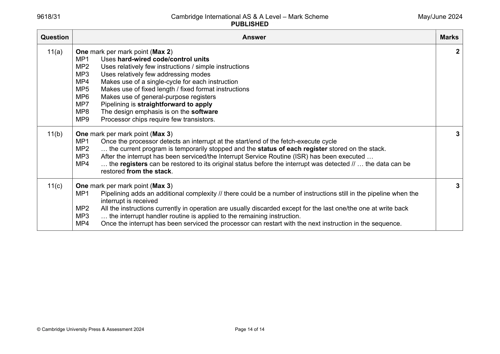 Mark scheme, page 14 of 14