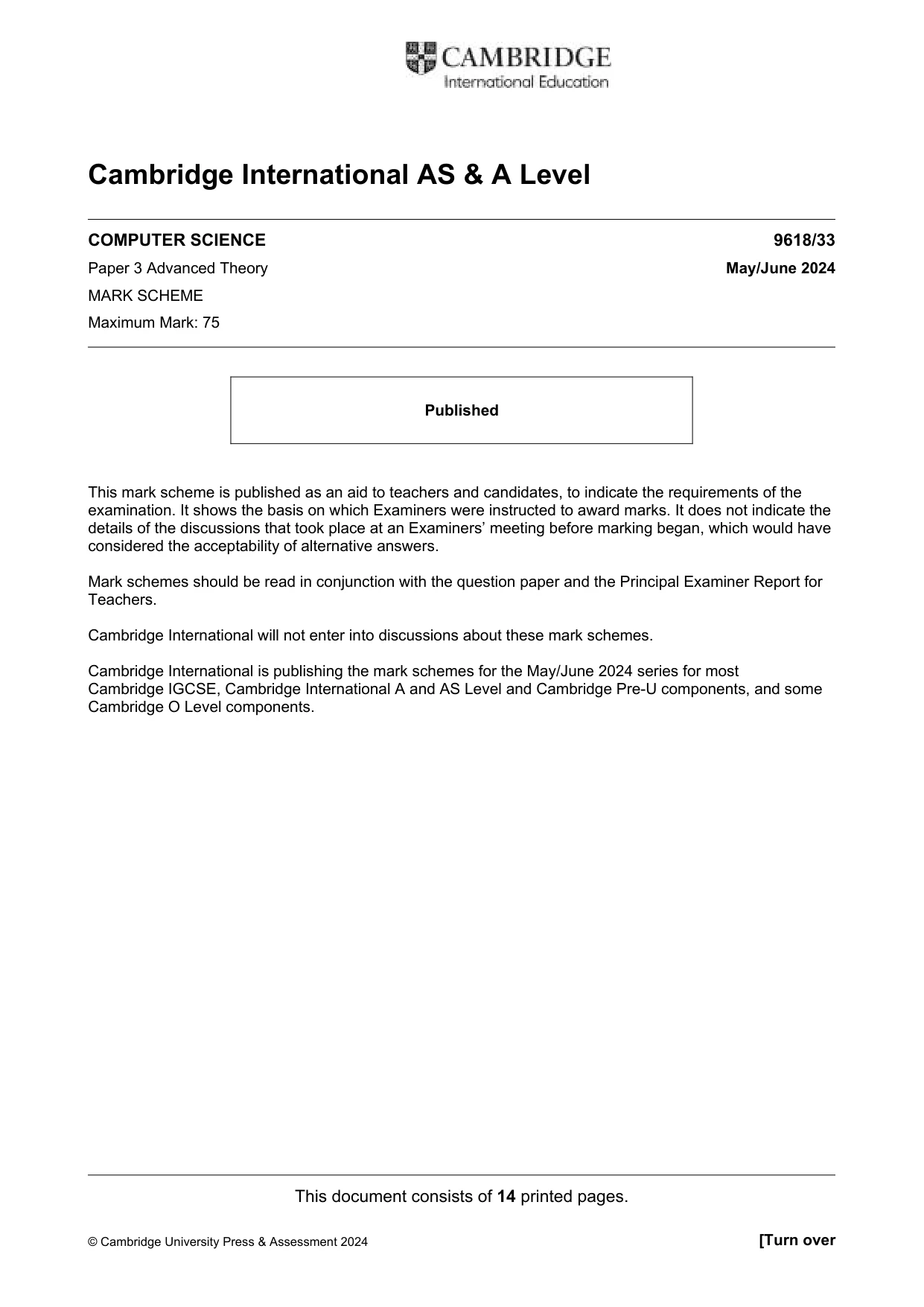 Mark scheme, page 1 of 14