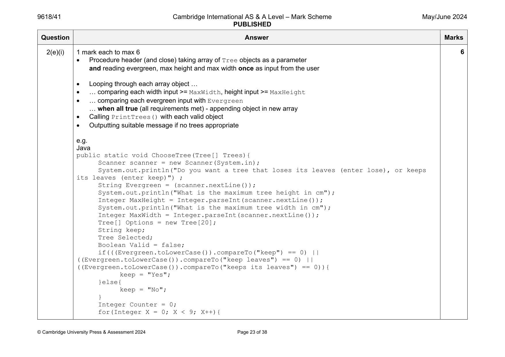 Mark scheme, page 23 of 38