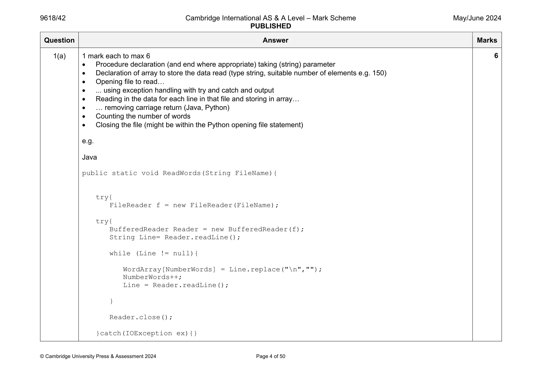 Mark scheme, page 4 of 50