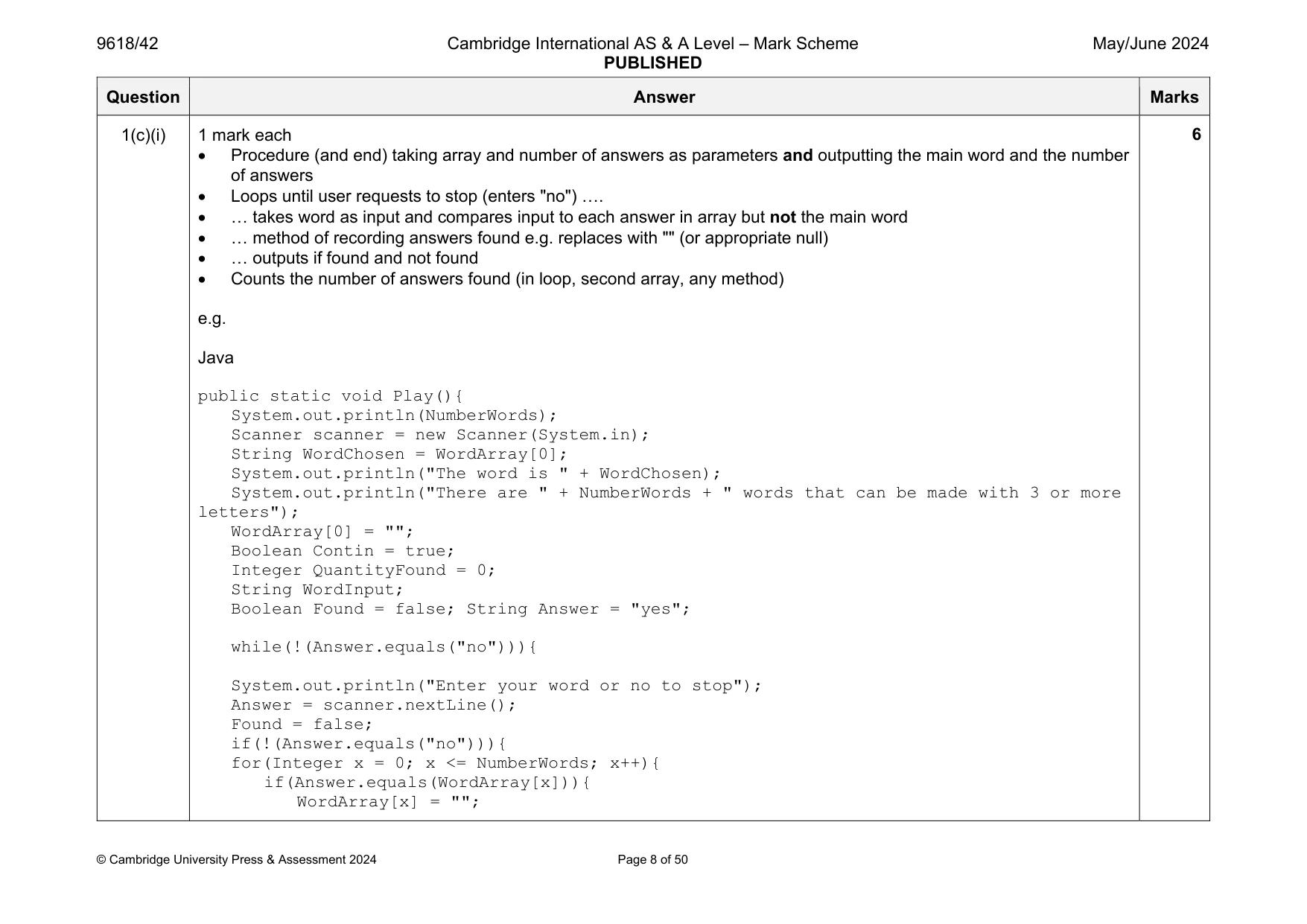 Mark scheme, page 8 of 50