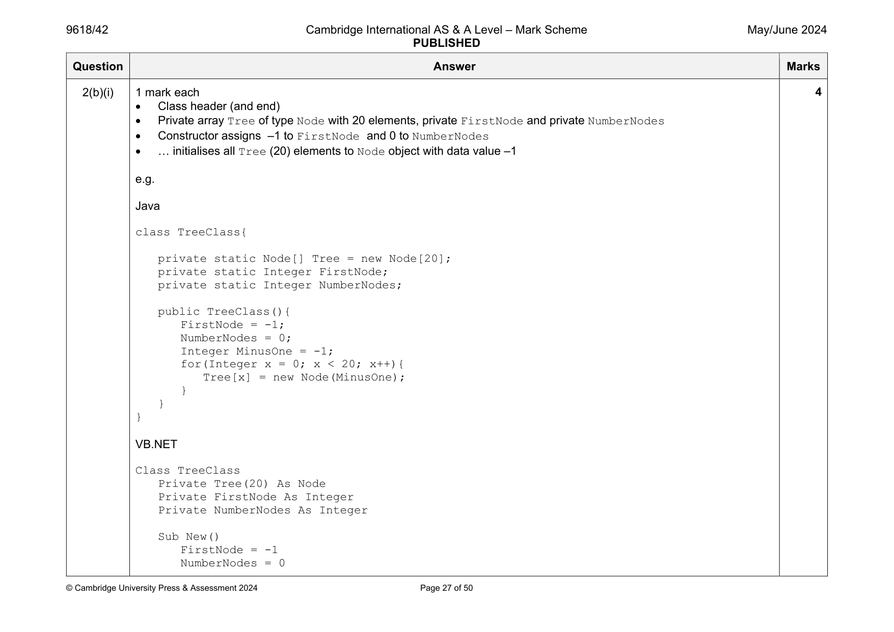 Mark scheme, page 27 of 50