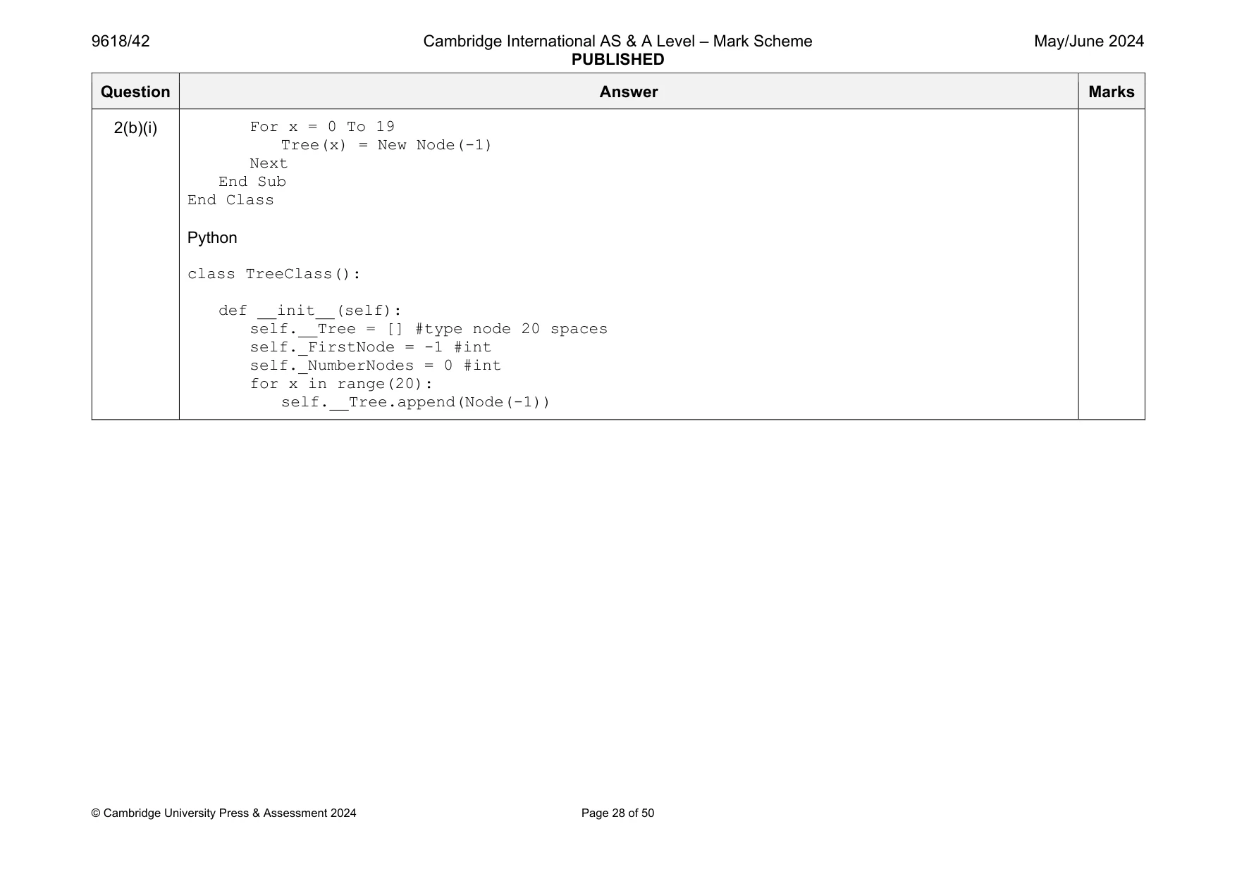 Mark scheme, page 28 of 50