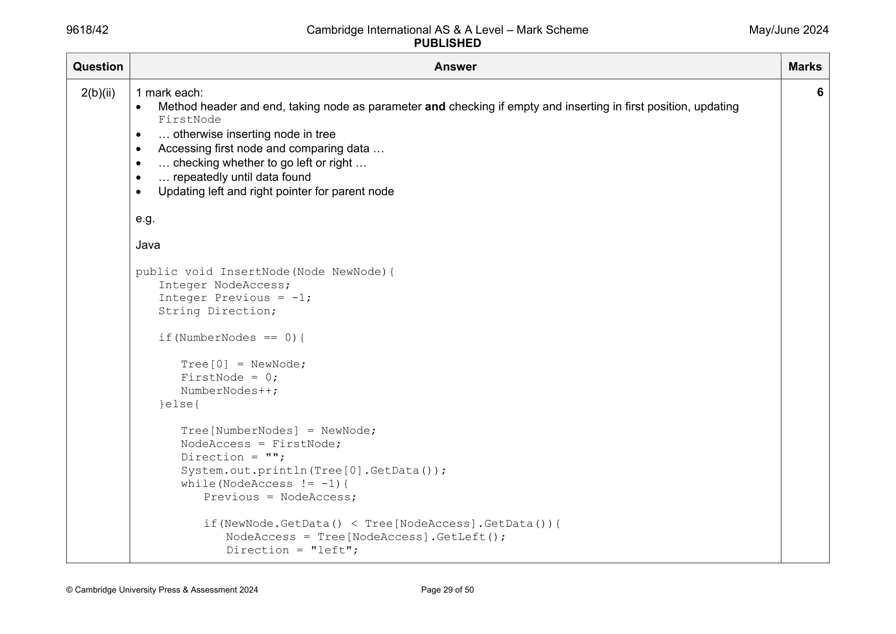 Mark scheme, page 29 of 50
