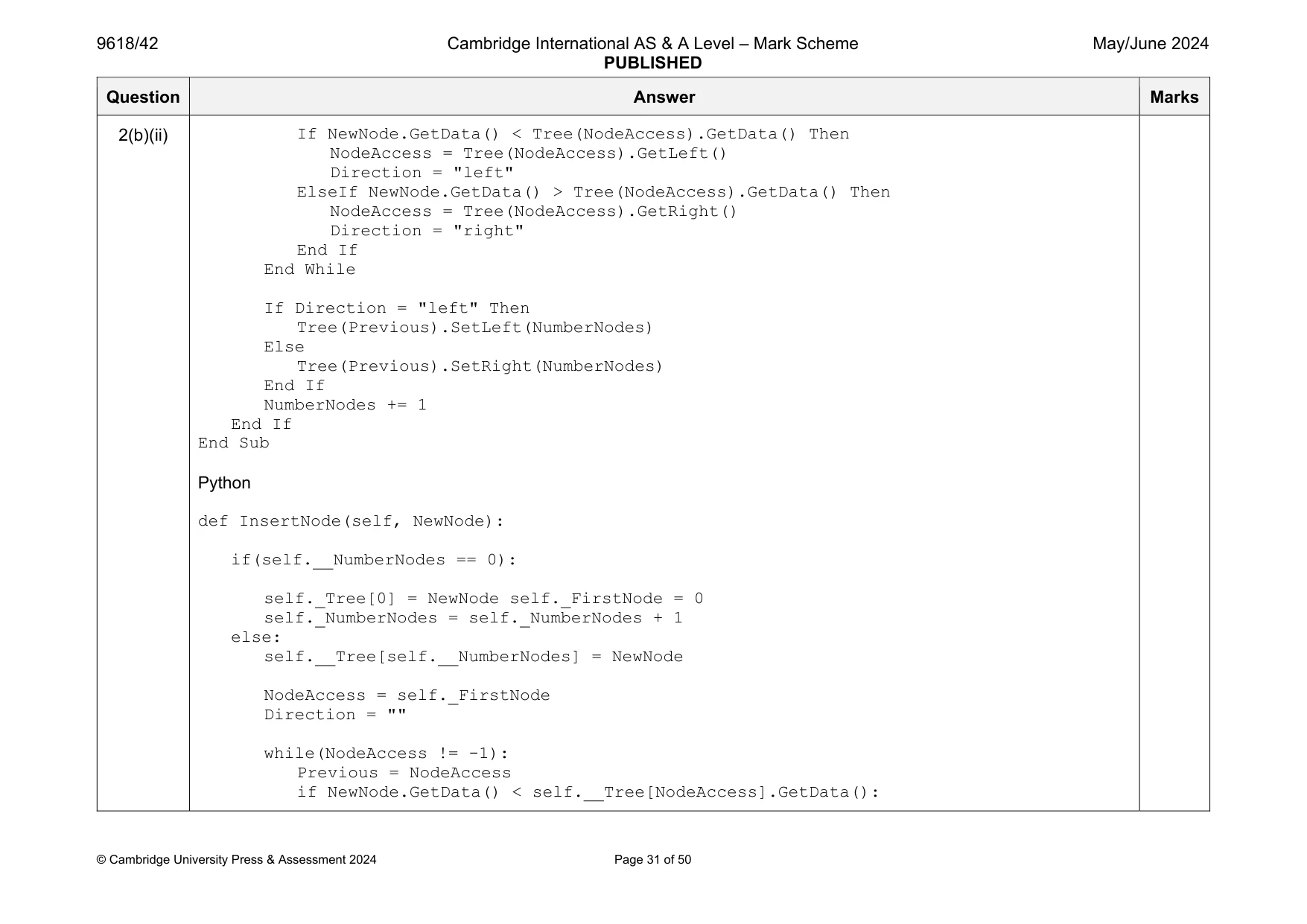 Mark scheme, page 31 of 50