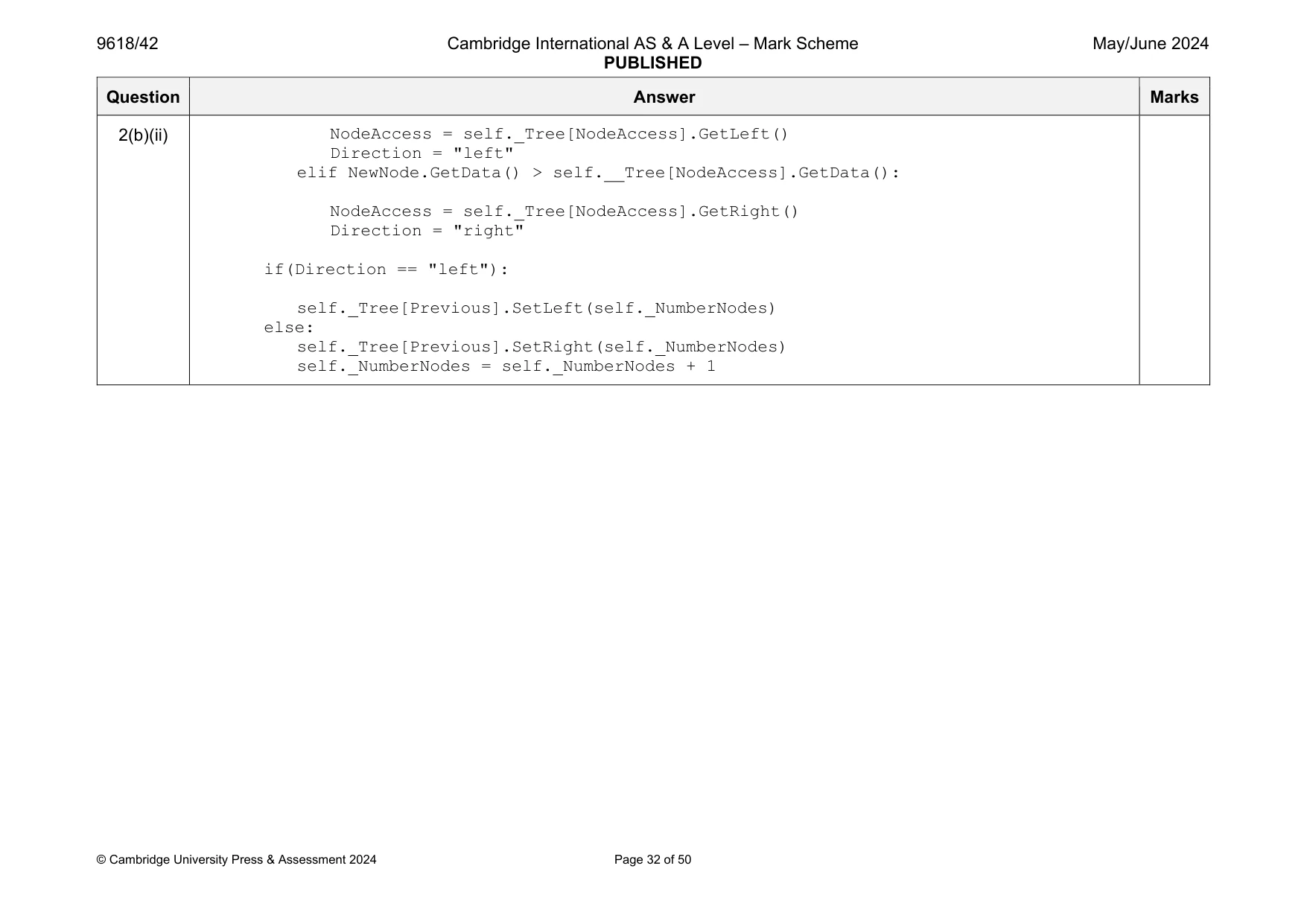 Mark scheme, page 32 of 50