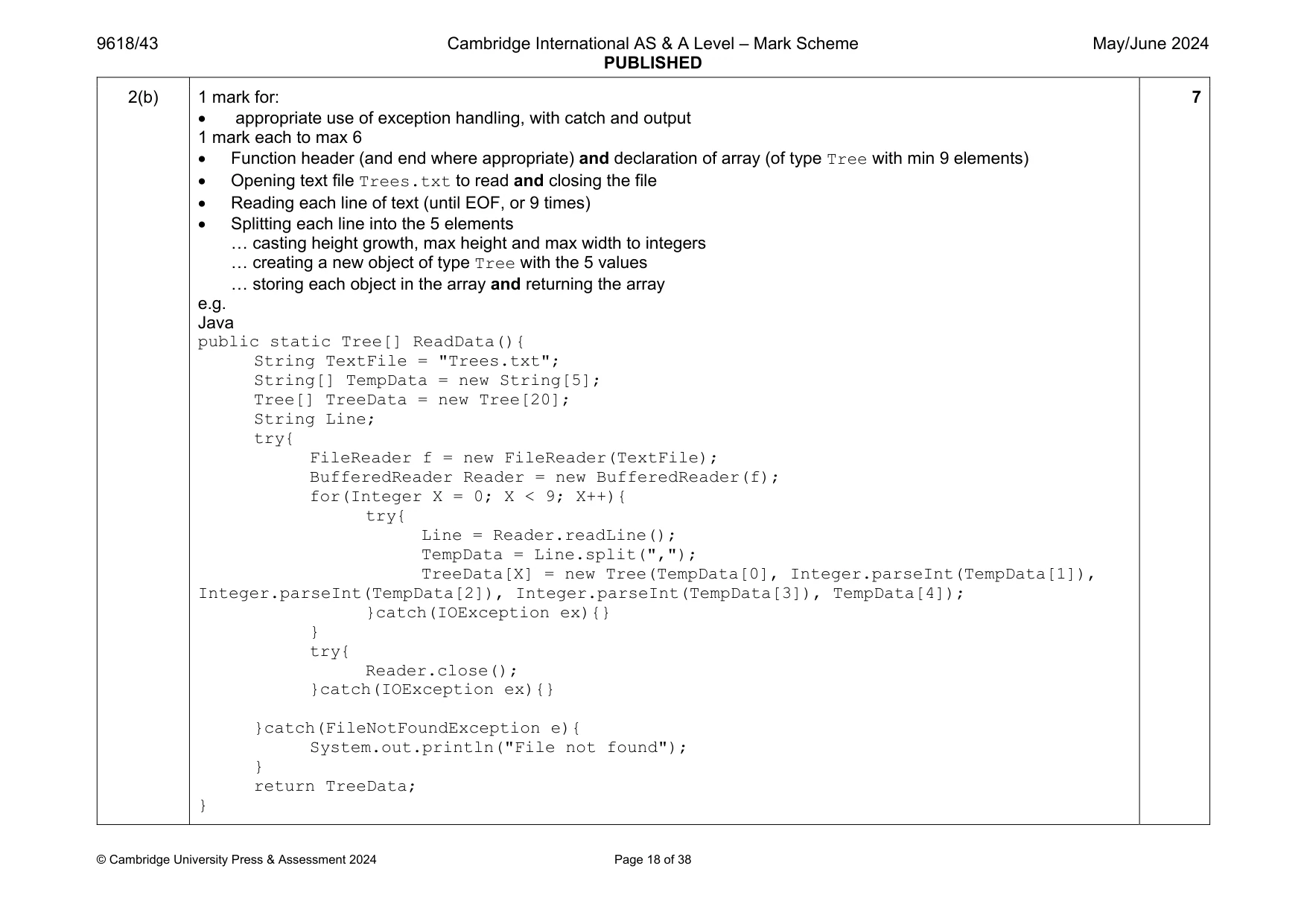Mark scheme, page 18 of 38
