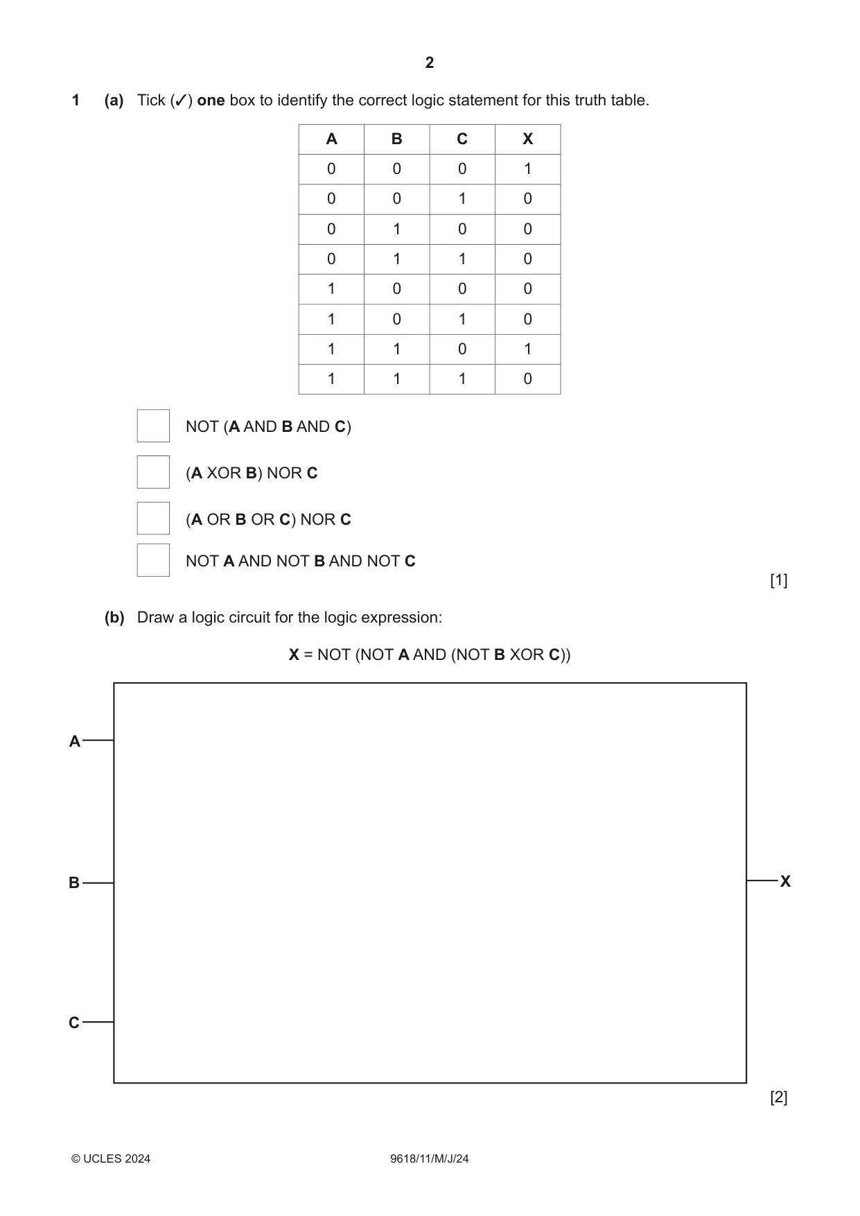 Cambridge A Level Computer Science 9618 2024 May/June Paper 1 · Variant 1 question paper, page 2 of 16