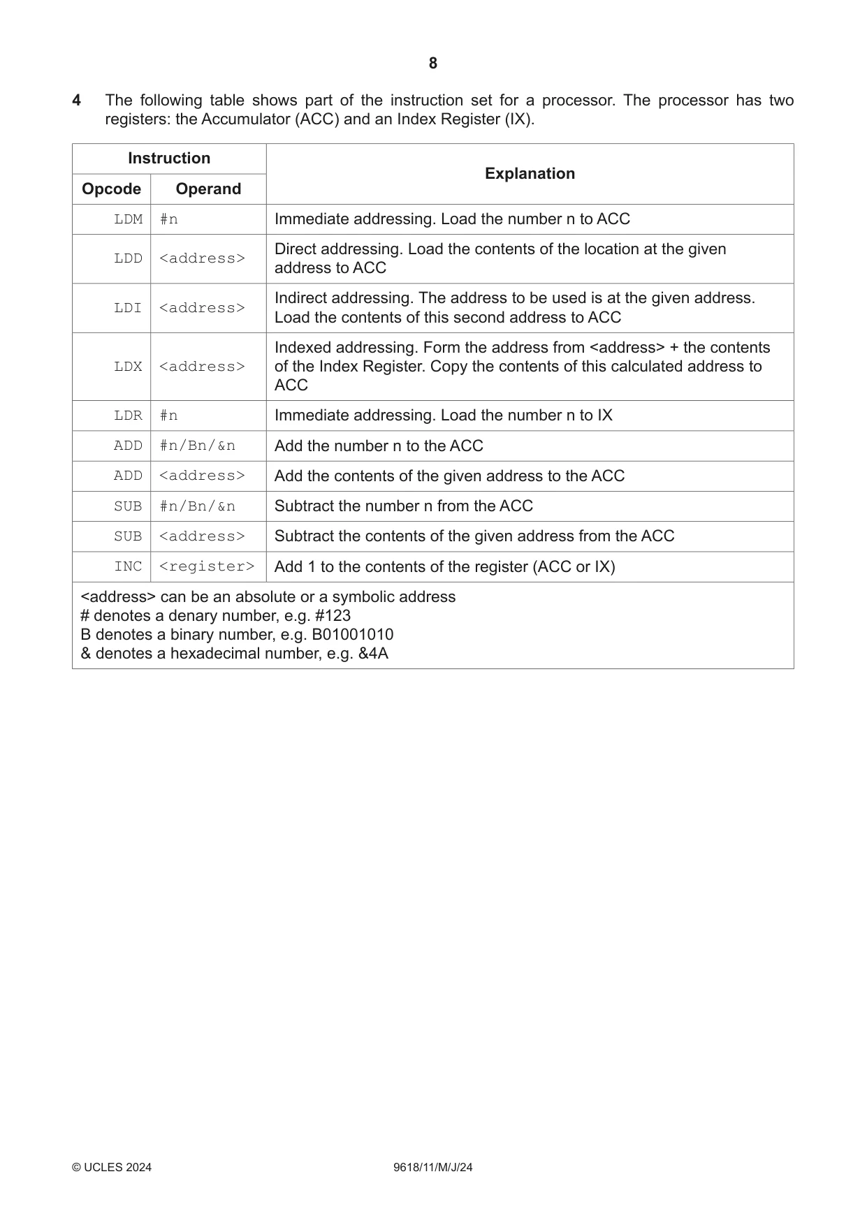 Cambridge A Level Computer Science 9618 2024 May/June Paper 1 · Variant 1 question paper, page 8 of 16