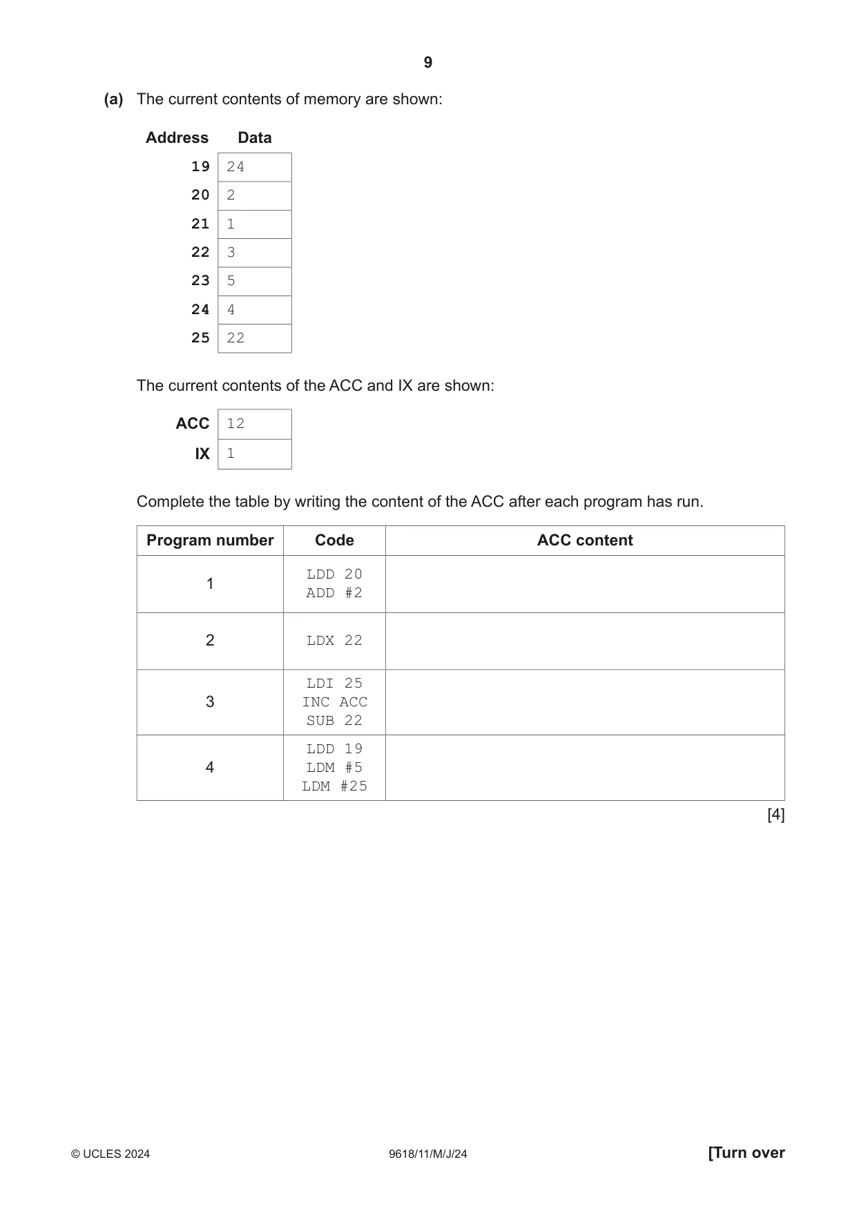 Cambridge A Level Computer Science 9618 2024 May/June Paper 1 · Variant 1 question paper, page 9 of 16