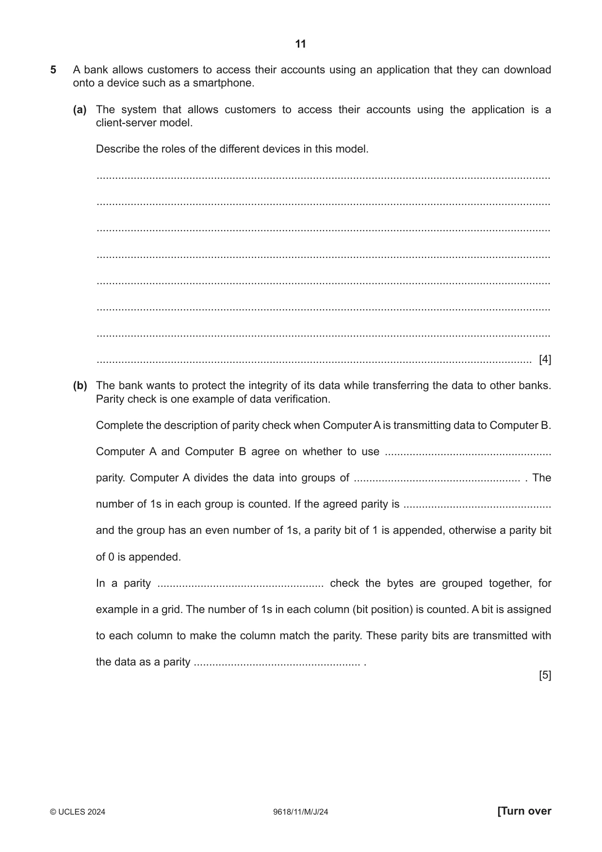 Cambridge A Level Computer Science 9618 2024 May/June Paper 1 · Variant 1 question paper, page 11 of 16