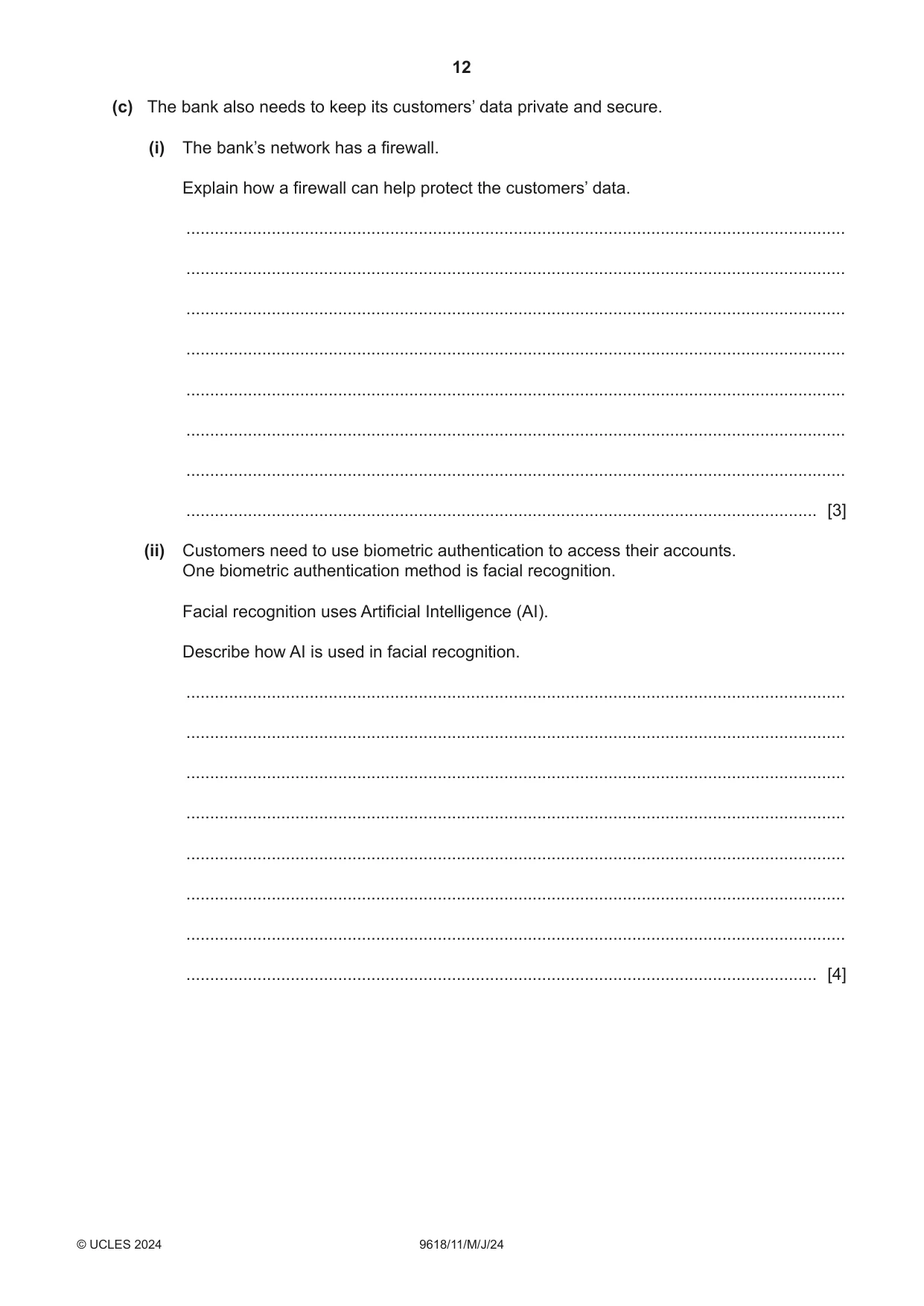 Cambridge A Level Computer Science 9618 2024 May/June Paper 1 · Variant 1 question paper, page 12 of 16