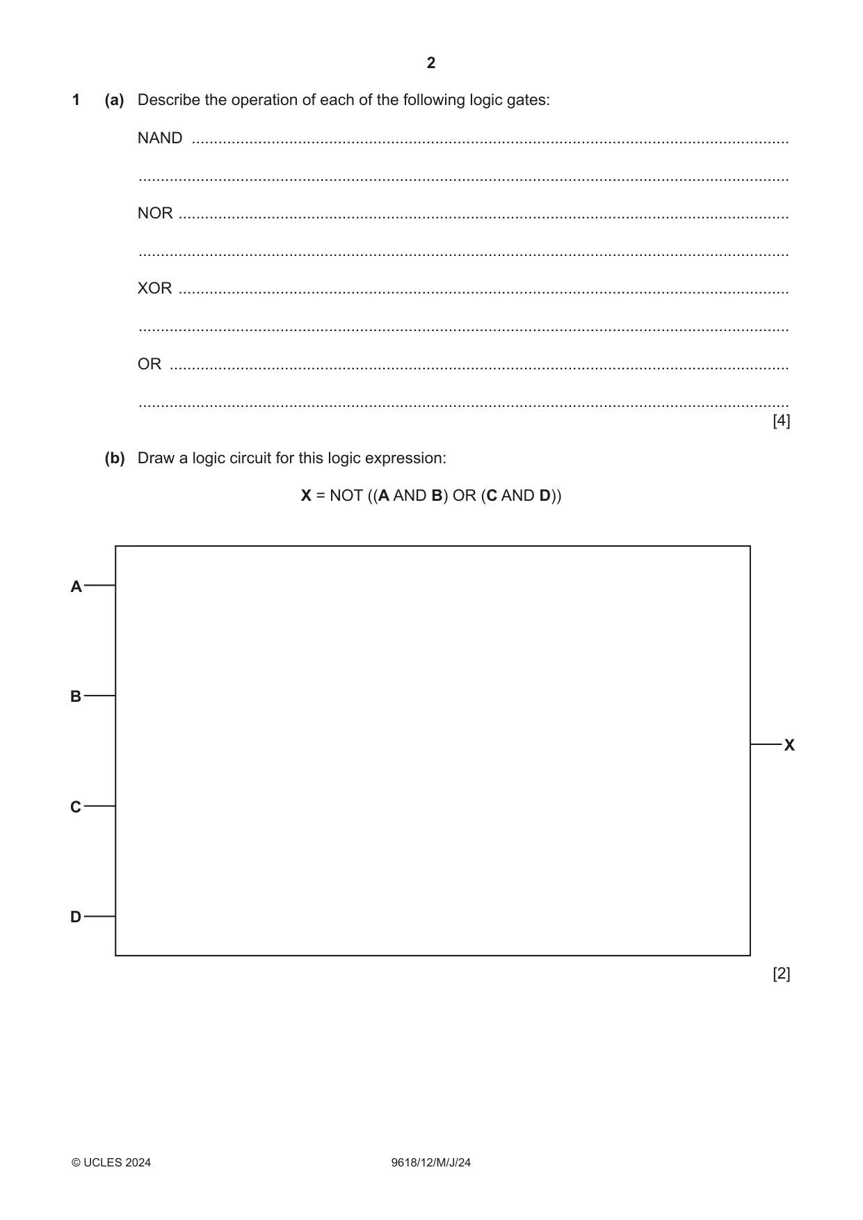 Cambridge A Level Computer Science 9618 2024 May/June Paper 1 · Variant 2 question paper, page 2 of 16