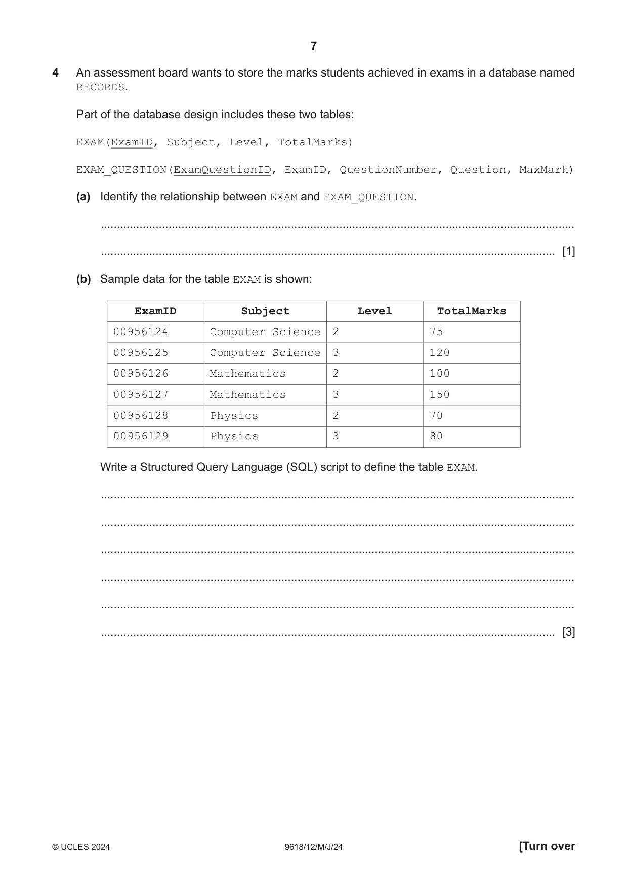 Cambridge A Level Computer Science 9618 2024 May/June Paper 1 · Variant 2 question paper, page 7 of 16