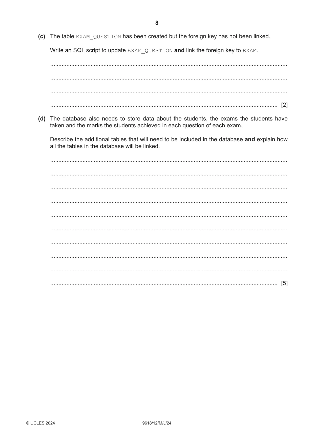 Cambridge A Level Computer Science 9618 2024 May/June Paper 1 · Variant 2 question paper, page 8 of 16