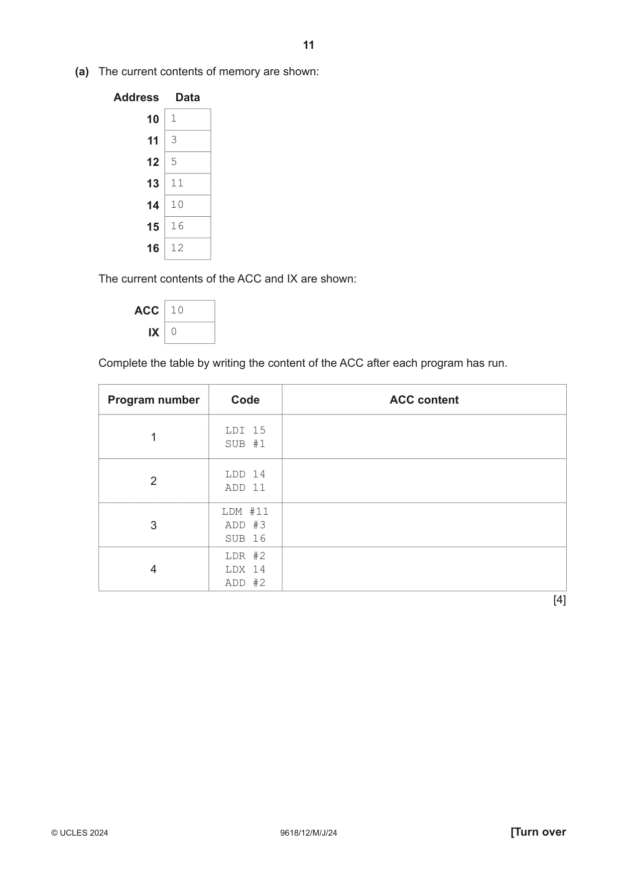 Cambridge A Level Computer Science 9618 2024 May/June Paper 1 · Variant 2 question paper, page 11 of 16