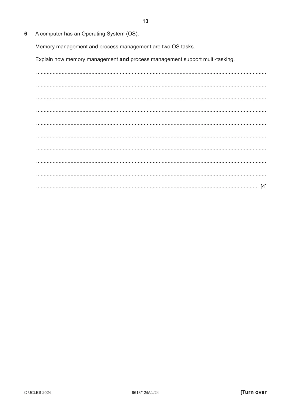 Cambridge A Level Computer Science 9618 2024 May/June Paper 1 · Variant 2 question paper, page 13 of 16