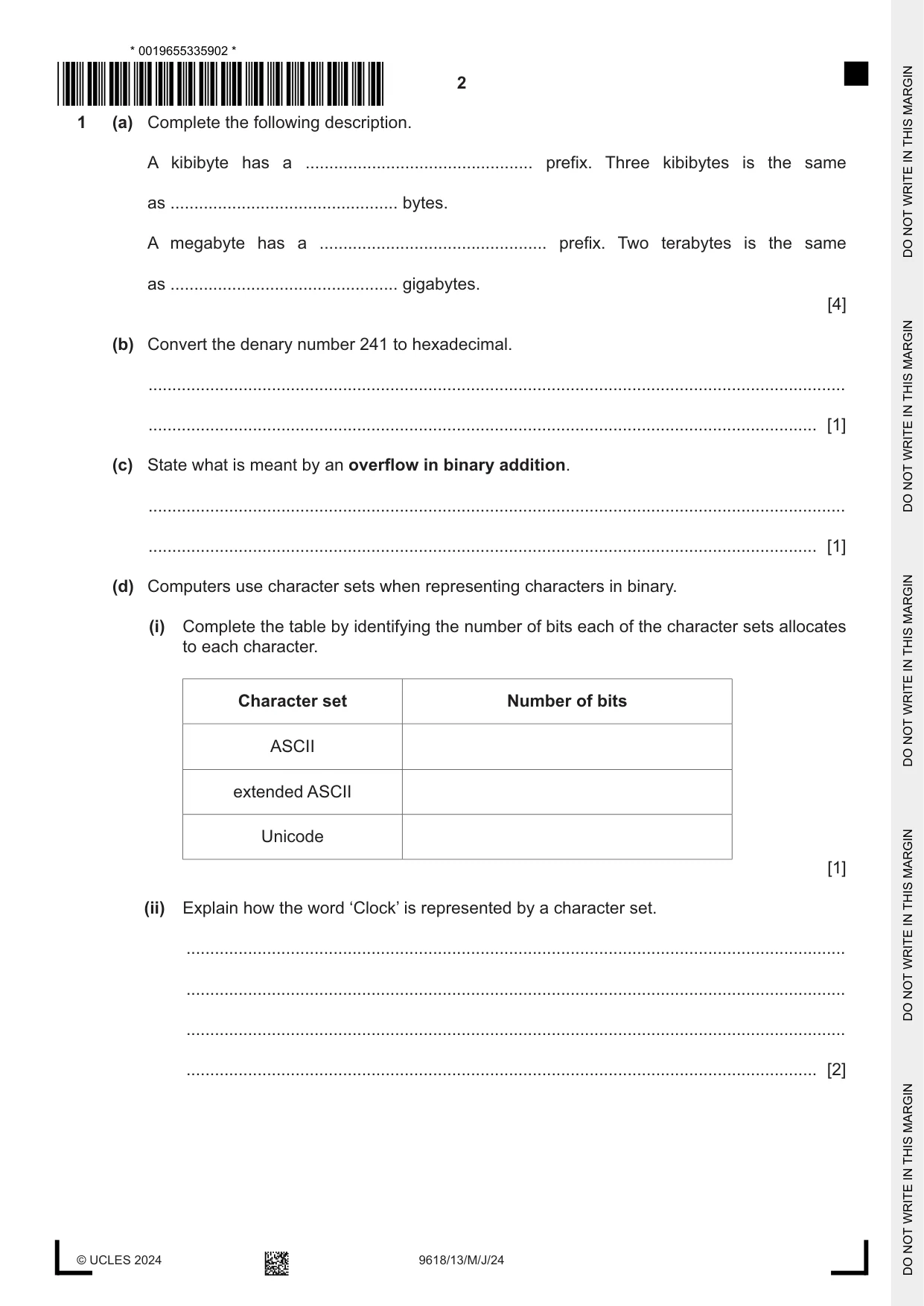 Cambridge A Level Computer Science 9618 2024 May/June Paper 1 · Variant 3 question paper, page 2 of 16