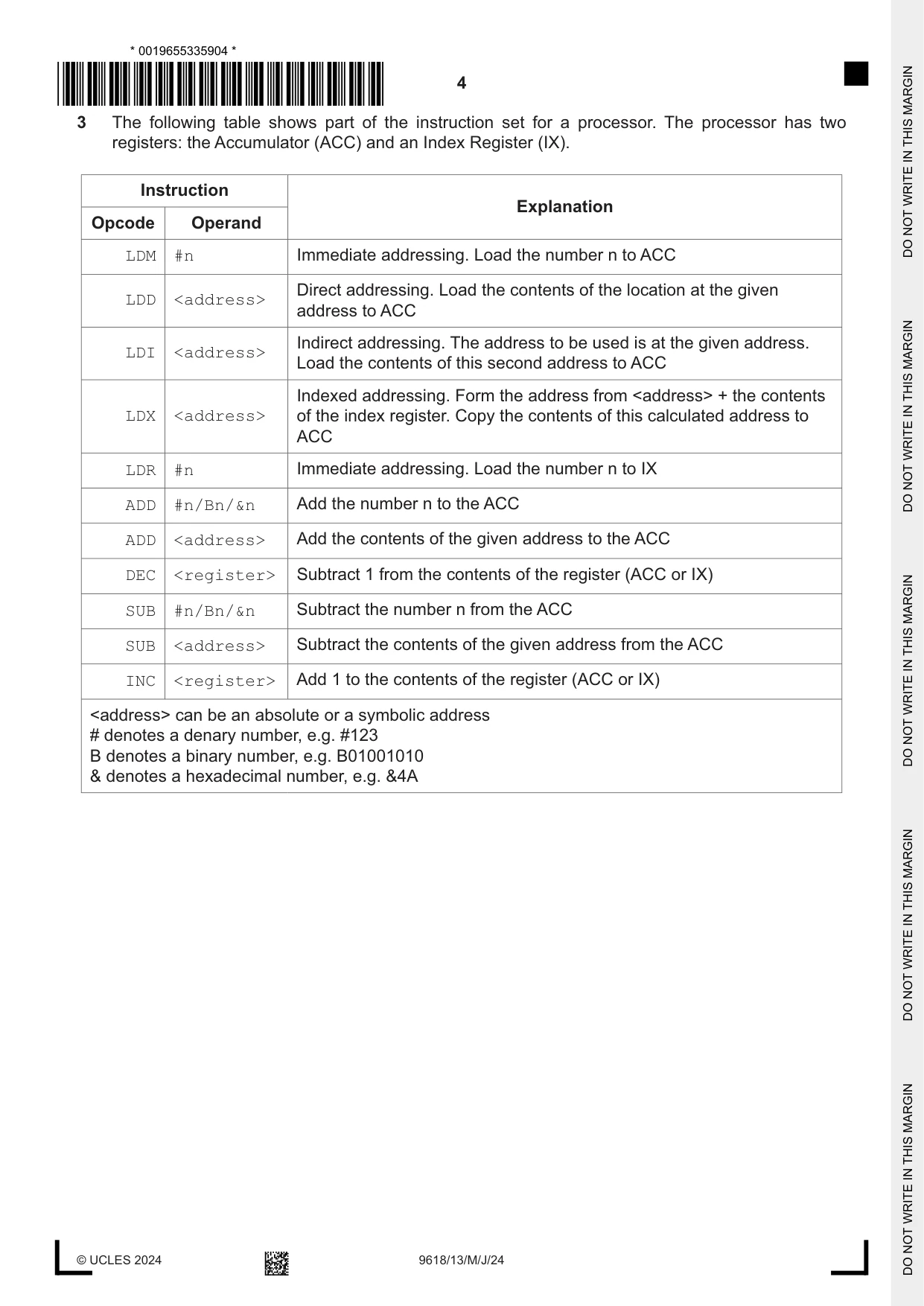 Cambridge A Level Computer Science 9618 2024 May/June Paper 1 · Variant 3 question paper, page 4 of 16