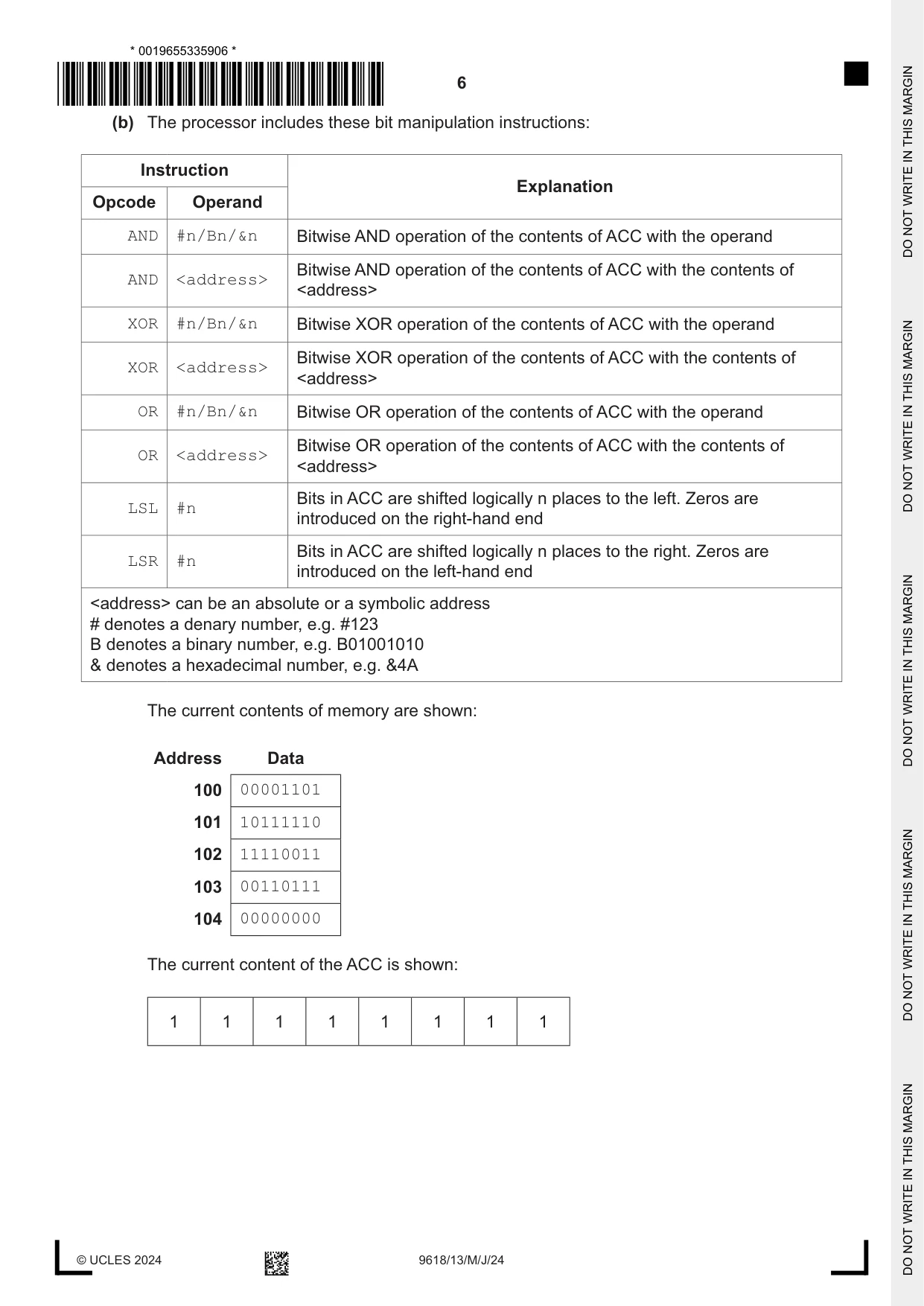 Cambridge A Level Computer Science 9618 2024 May/June Paper 1 · Variant 3 question paper, page 6 of 16