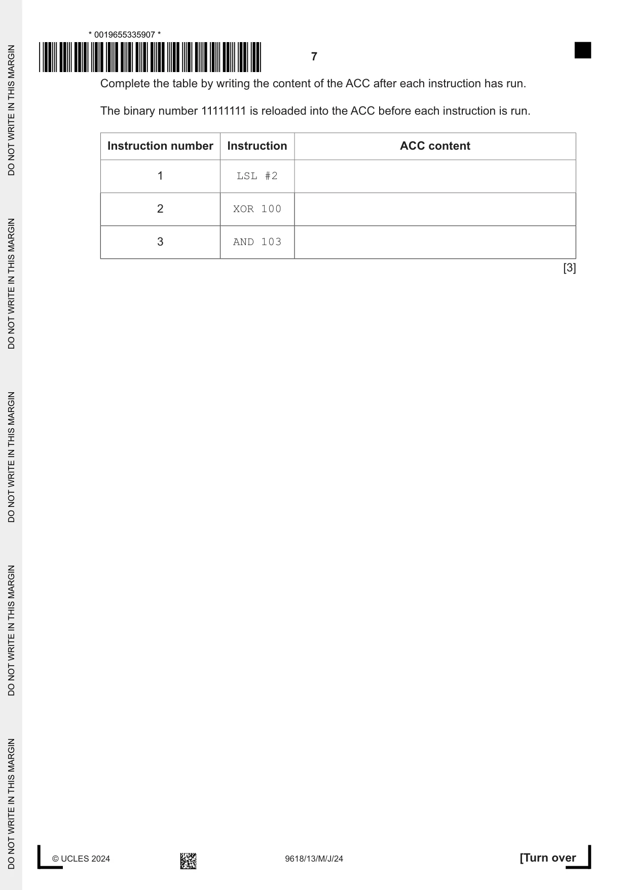Cambridge A Level Computer Science 9618 2024 May/June Paper 1 · Variant 3 question paper, page 7 of 16
