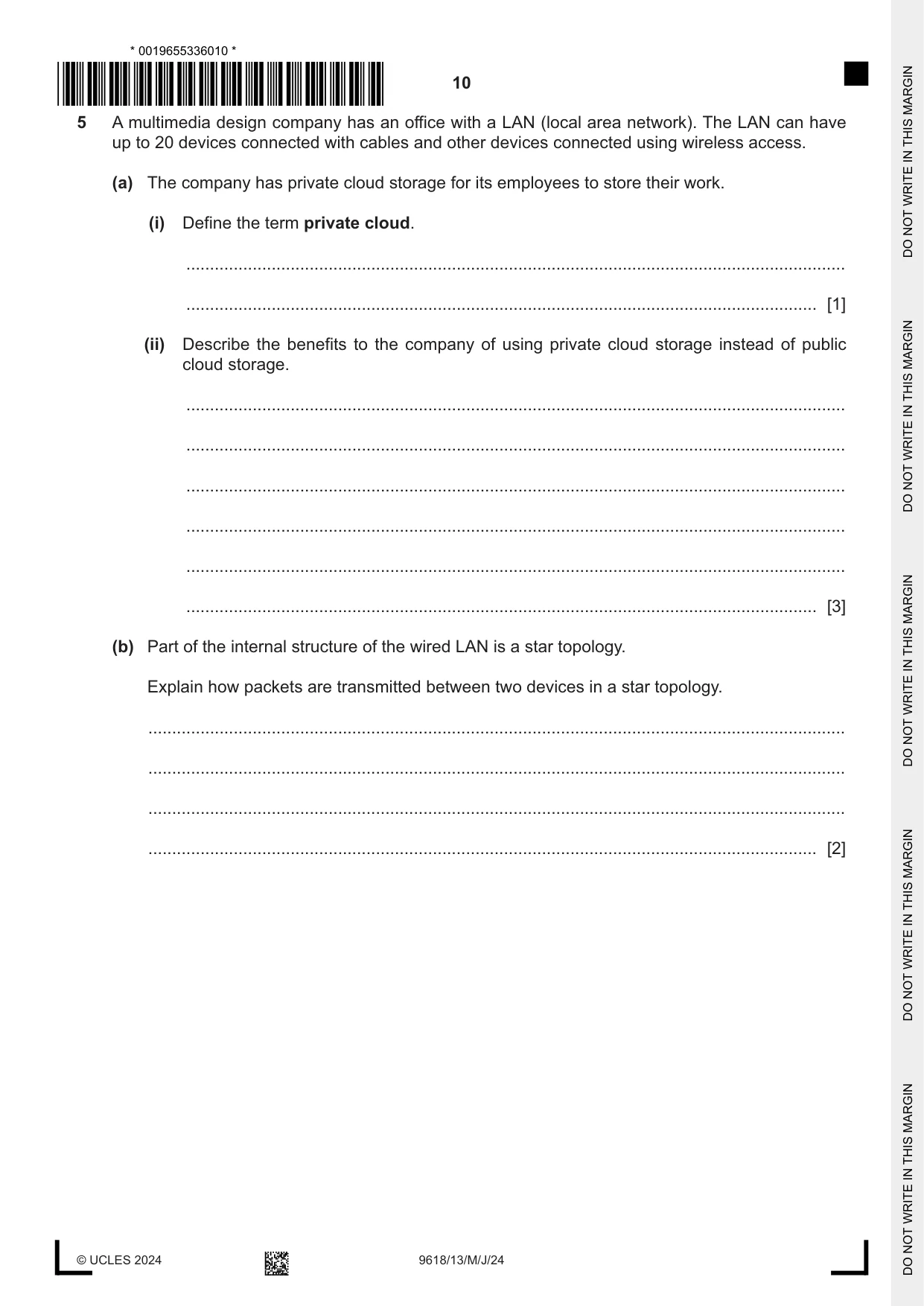 Cambridge A Level Computer Science 9618 2024 May/June Paper 1 · Variant 3 question paper, page 10 of 16