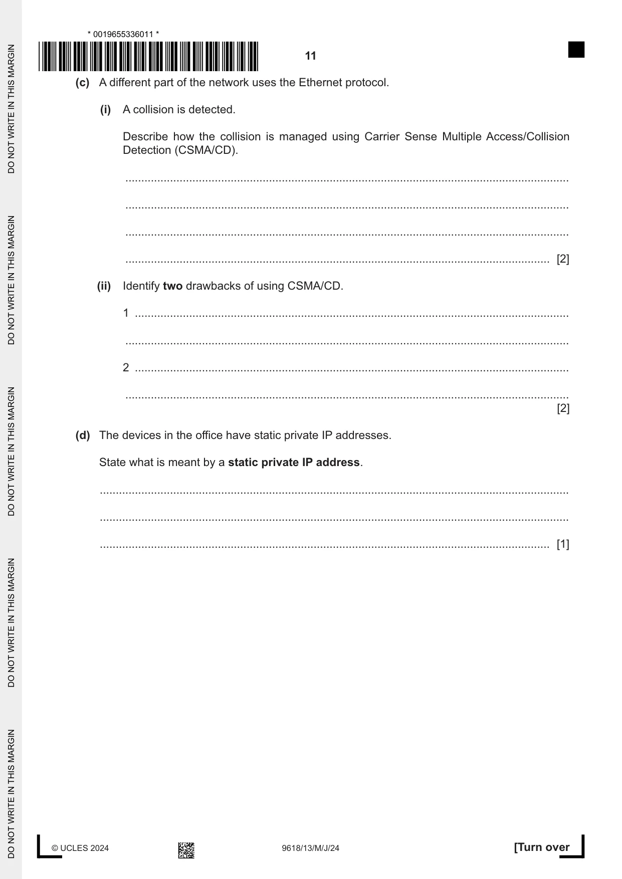 Cambridge A Level Computer Science 9618 2024 May/June Paper 1 · Variant 3 question paper, page 11 of 16