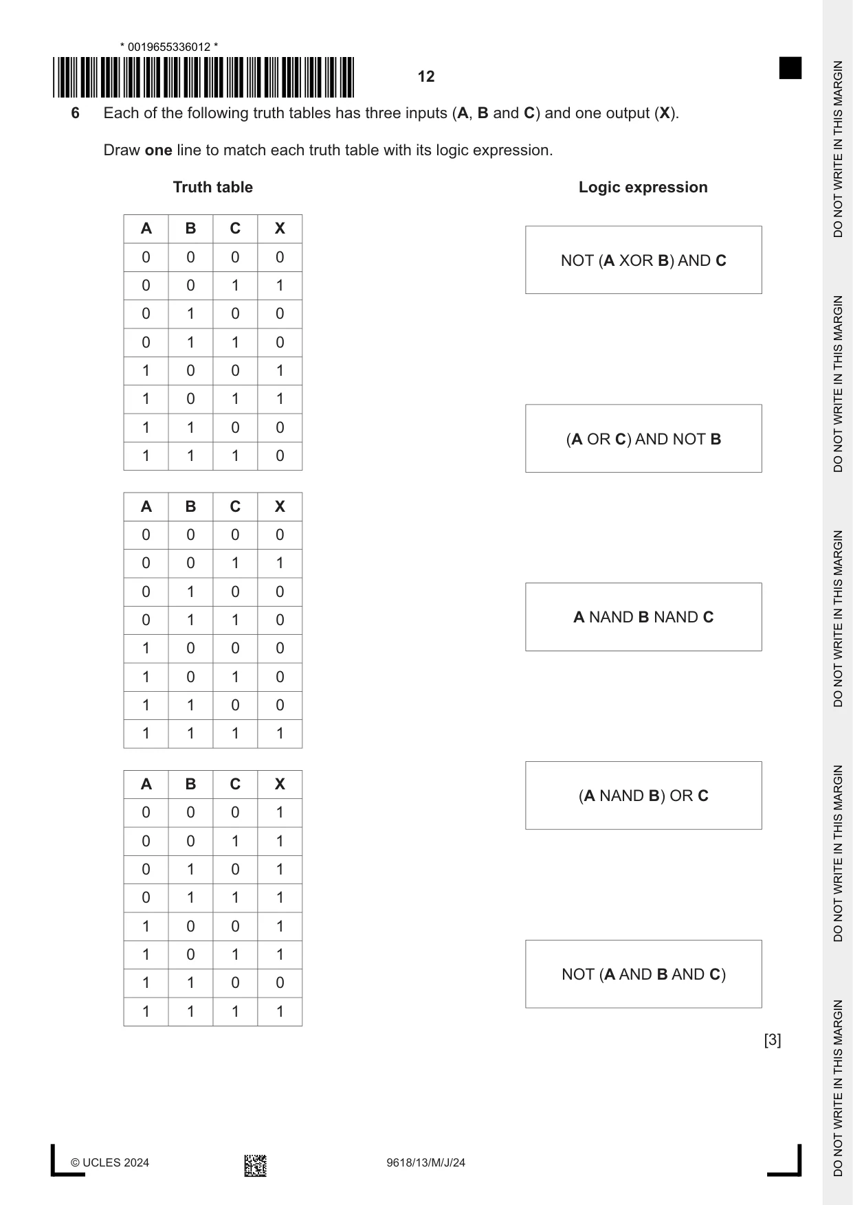 Cambridge A Level Computer Science 9618 2024 May/June Paper 1 · Variant 3 question paper, page 12 of 16