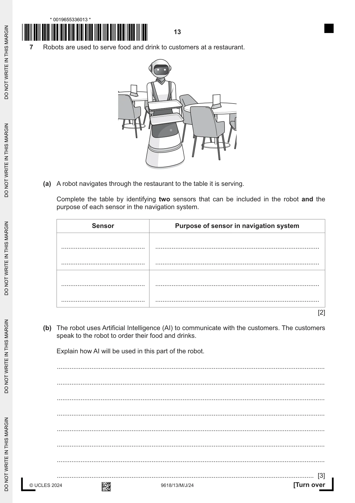 Cambridge A Level Computer Science 9618 2024 May/June Paper 1 · Variant 3 question paper, page 13 of 16