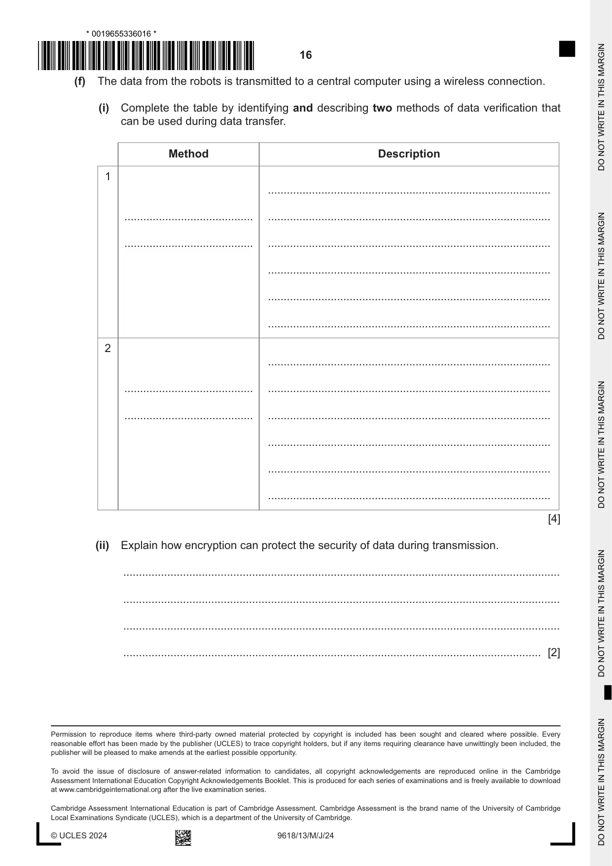 Cambridge A Level Computer Science 9618 2024 May/June Paper 1 · Variant 3 question paper, page 16 of 16
