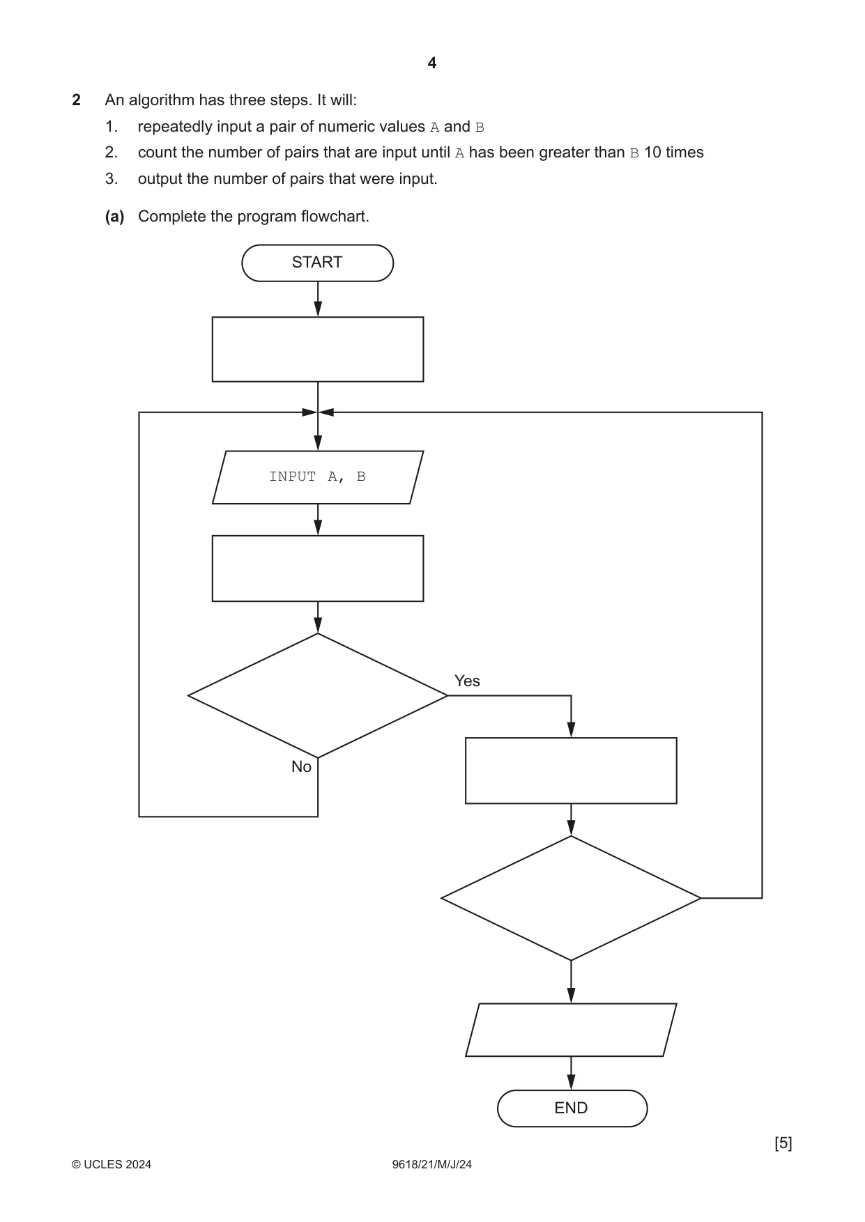Cambridge A Level Computer Science 9618 2024 May/June Paper 2 · Variant 1 question paper, page 4 of 24