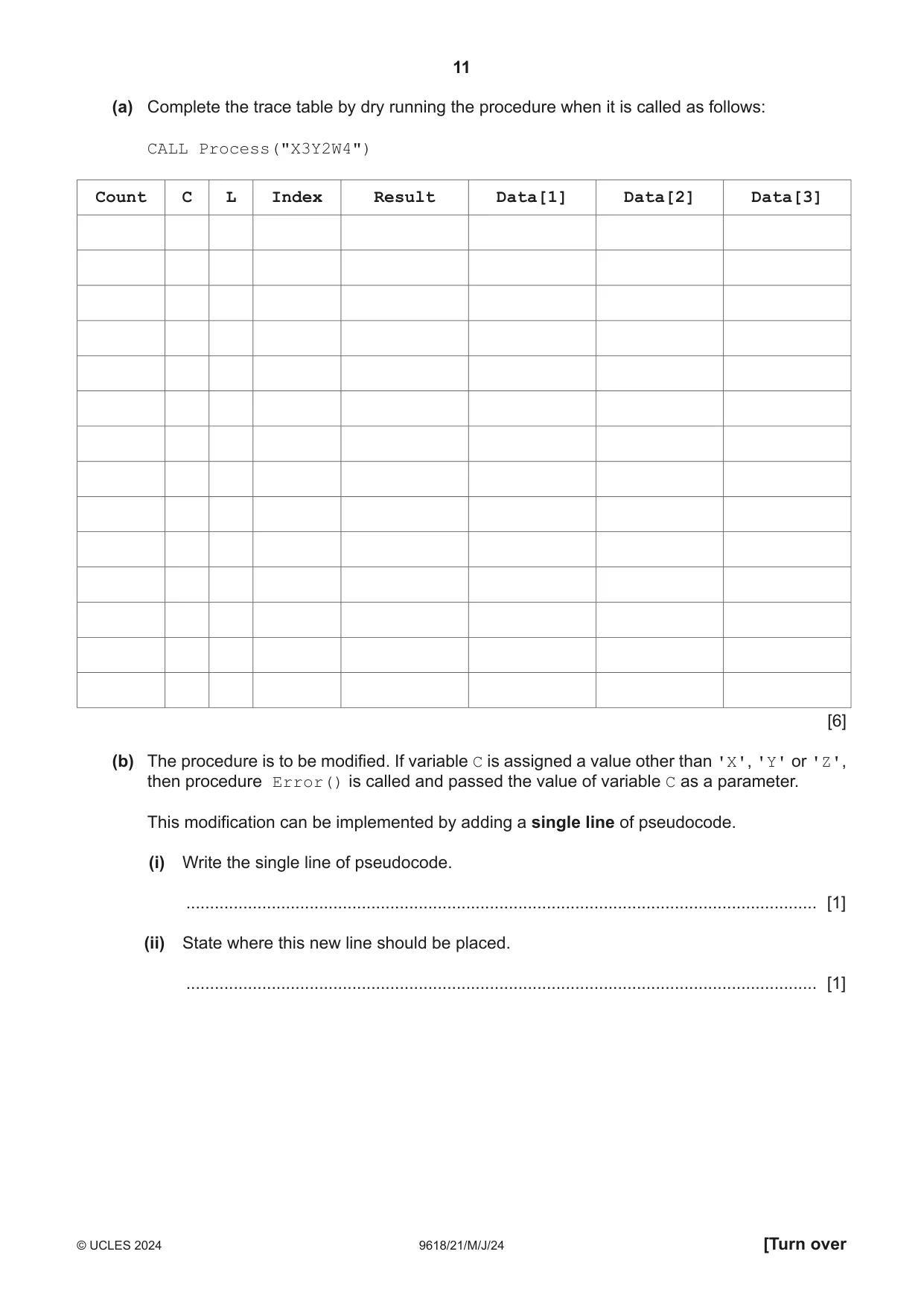 Cambridge A Level Computer Science 9618 2024 May/June Paper 2 · Variant 1 question paper, page 11 of 24