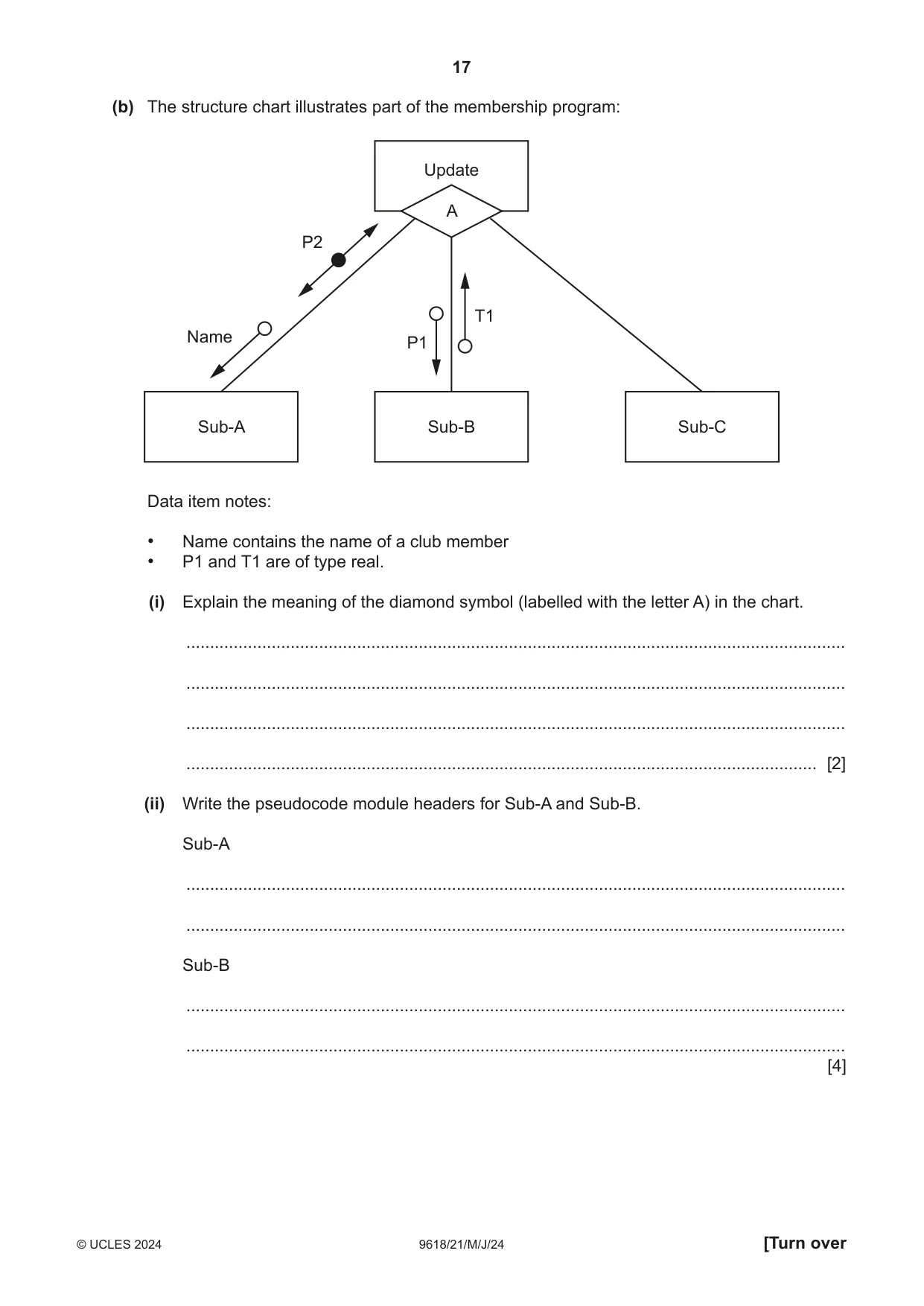 Cambridge A Level Computer Science 9618 2024 May/June Paper 2 · Variant 1 question paper, page 17 of 24