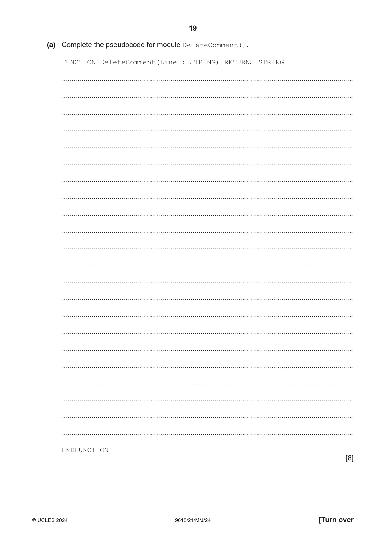 Cambridge A Level Computer Science 9618 2024 May/June Paper 2 · Variant 1 question paper, page 19 of 24