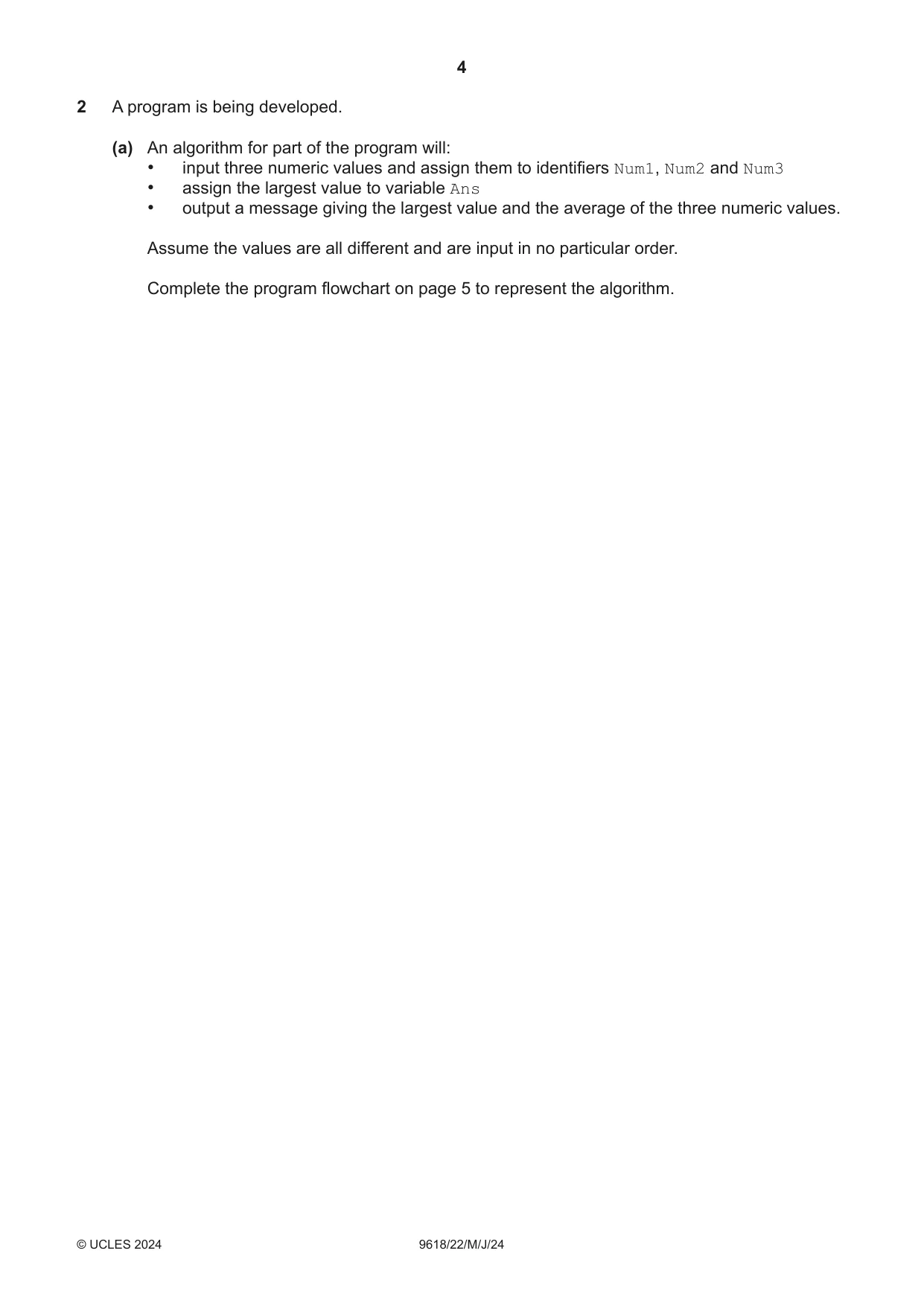 Cambridge A Level Computer Science 9618 2024 May/June Paper 2 · Variant 2 question paper, page 4 of 24